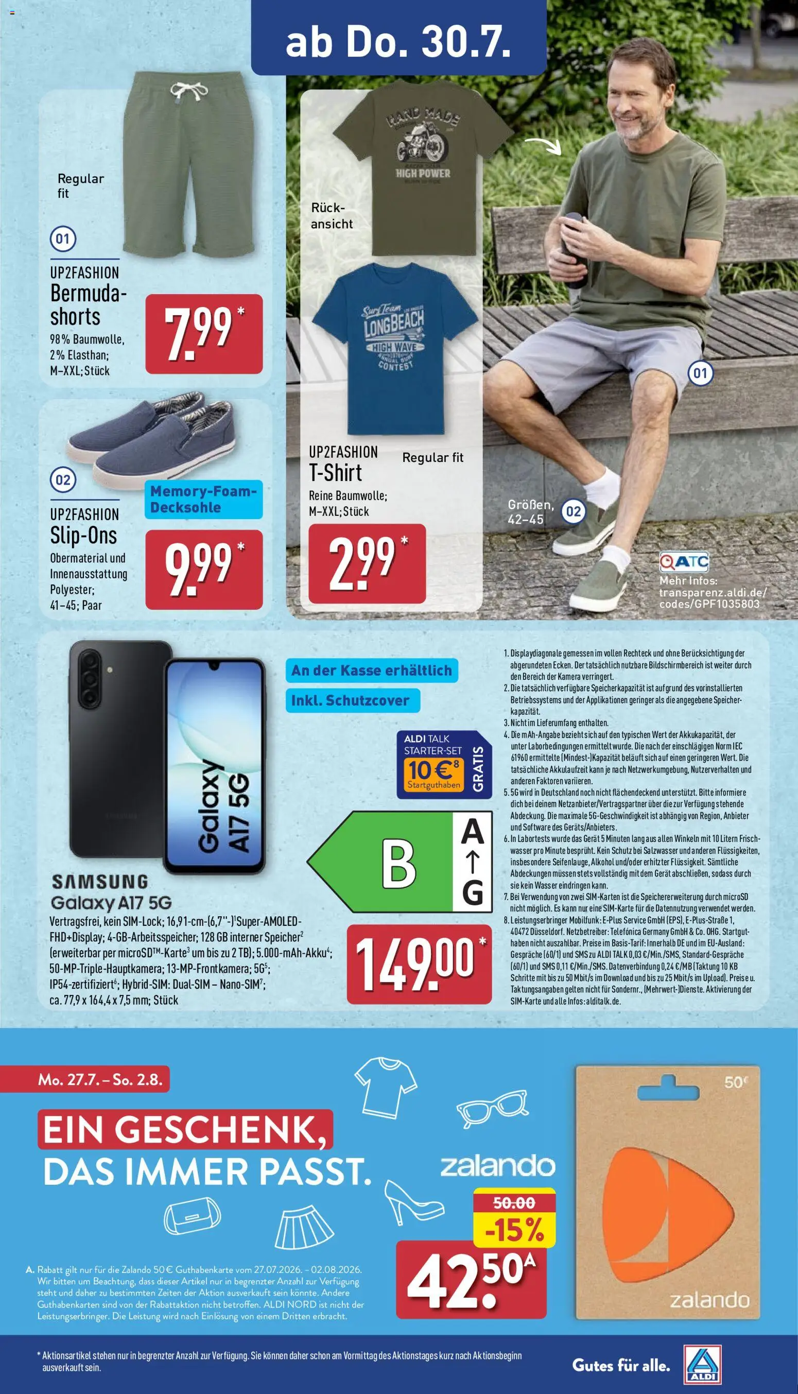 Aldi Ausblick – gültig ab 27.07.2026 | Seite: 11 | Produkte: Bermuda, Samsung, Wasser, Smartphone