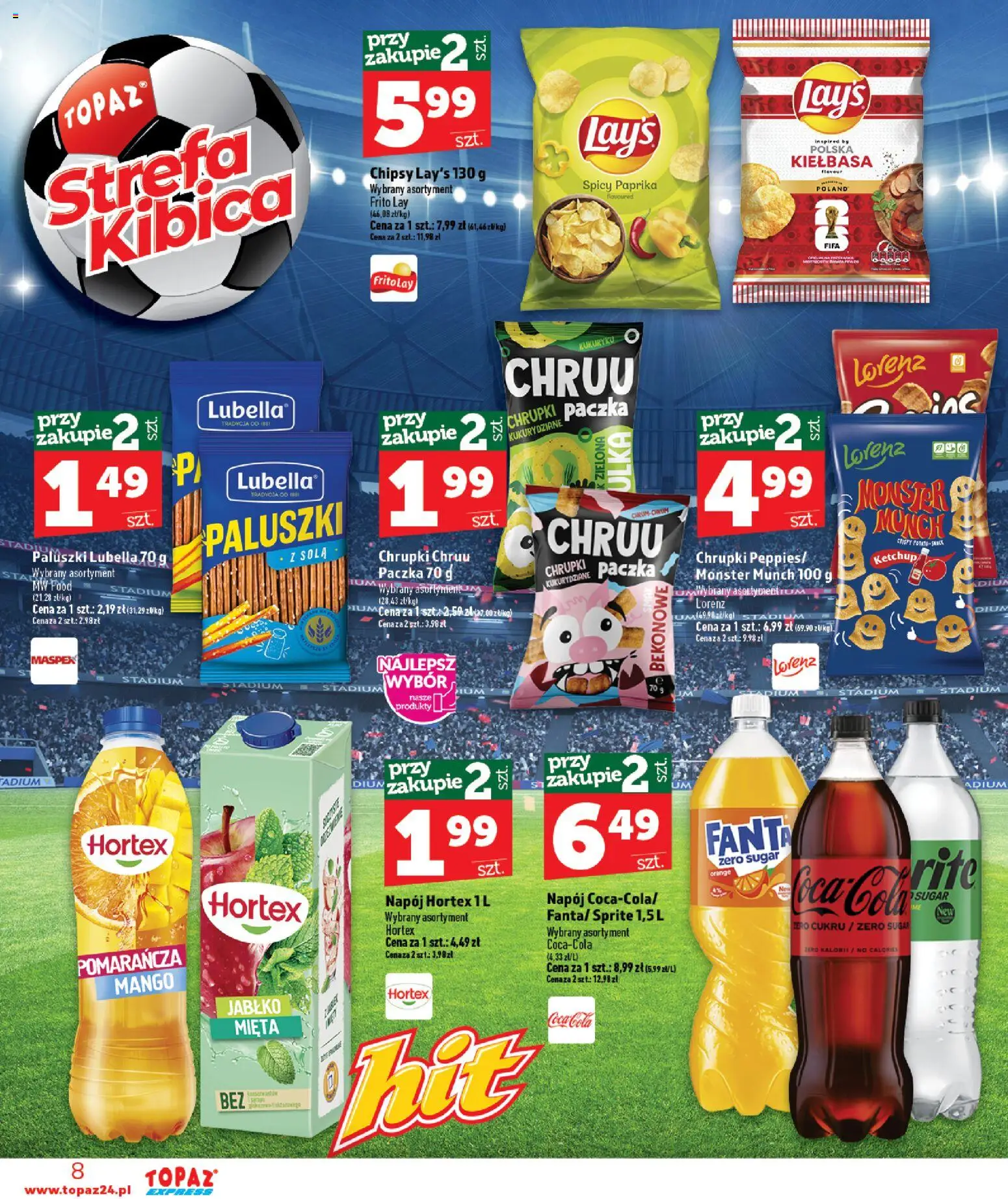 Topaz gazetka - Express od 09.07.2026 | Strona: 8 | Produkty: Ketchup, Chrupki, Sprite, Paluszki