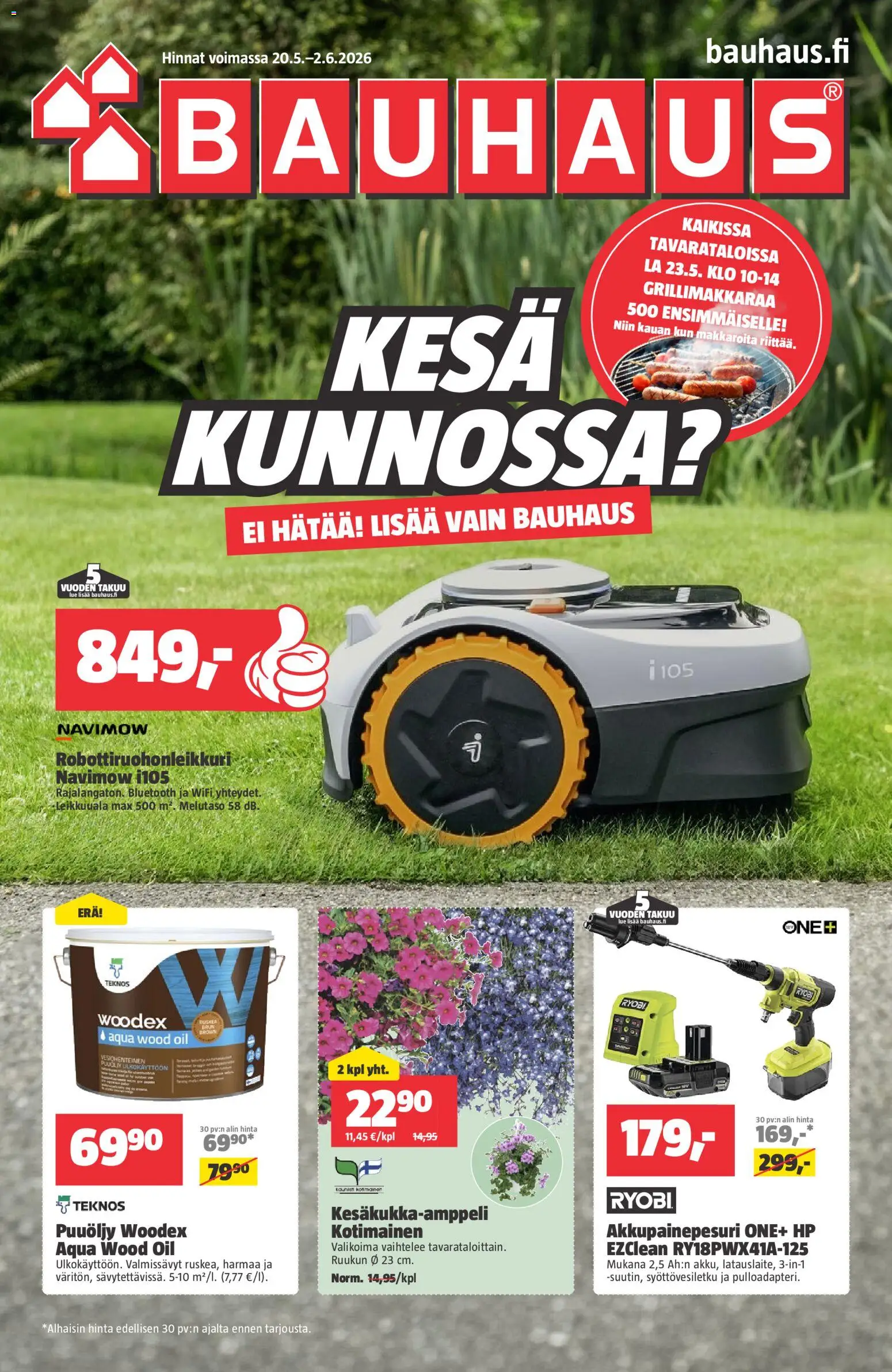 Bauhaus tarjoukset – voimassa 20.05.2026 alkaen | Sivu: 1 | Tuotteet: Robottiruohonleikkuri