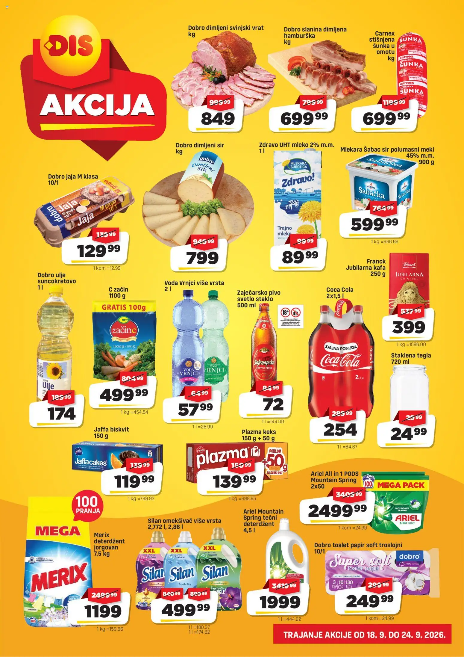 Super DIS katalog - važi od 18.09.2026 | Strana: 2 | Proizvode: Deterdžent, Plazma, Sir, Slanina