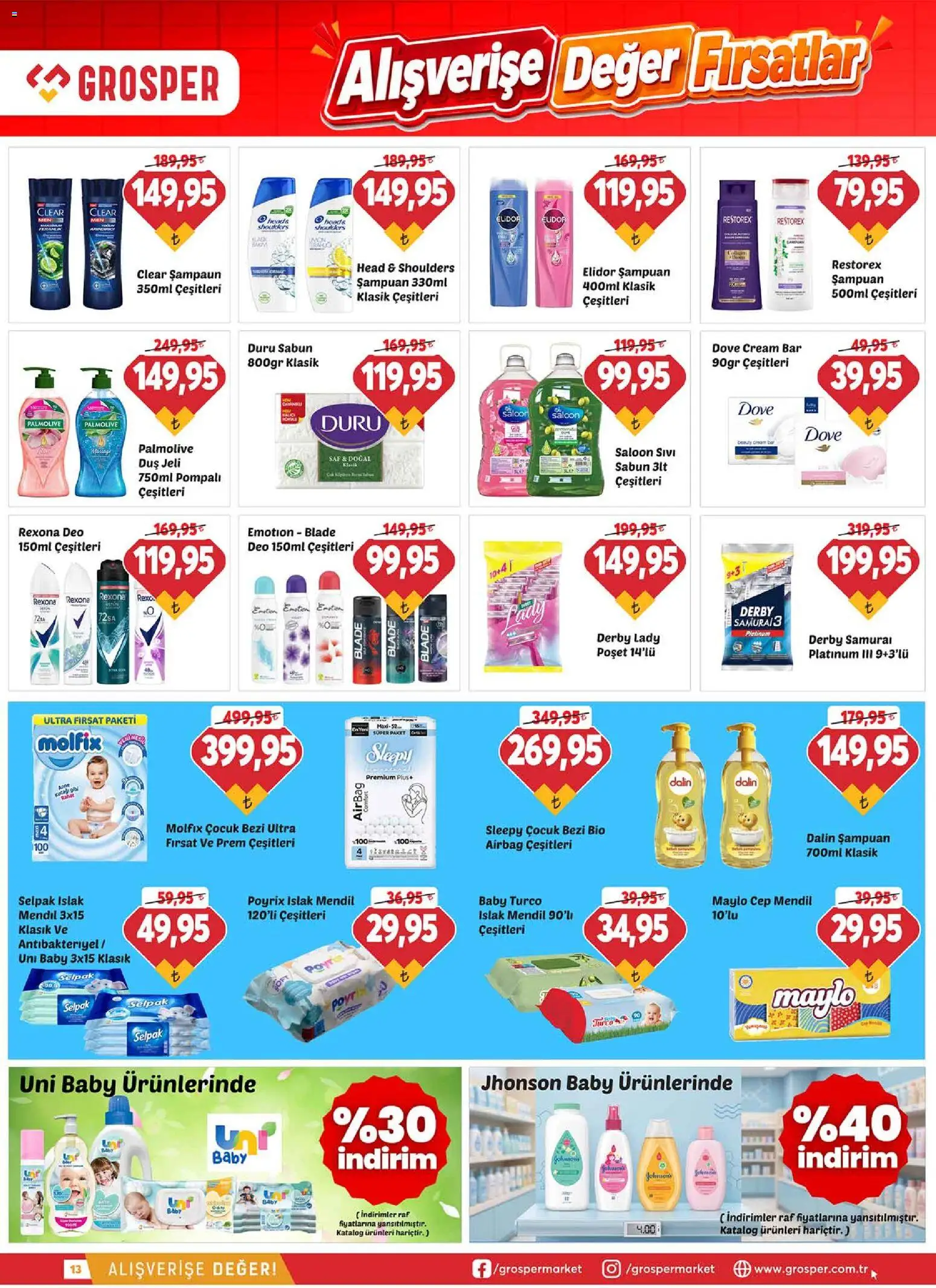 Grosper Katalog - 30 Eylül 2026 tarihinden itibaren geçerlidir | Sayfa: 13 | Ürünler: Raf, Duş, Mendil, Duş jeli