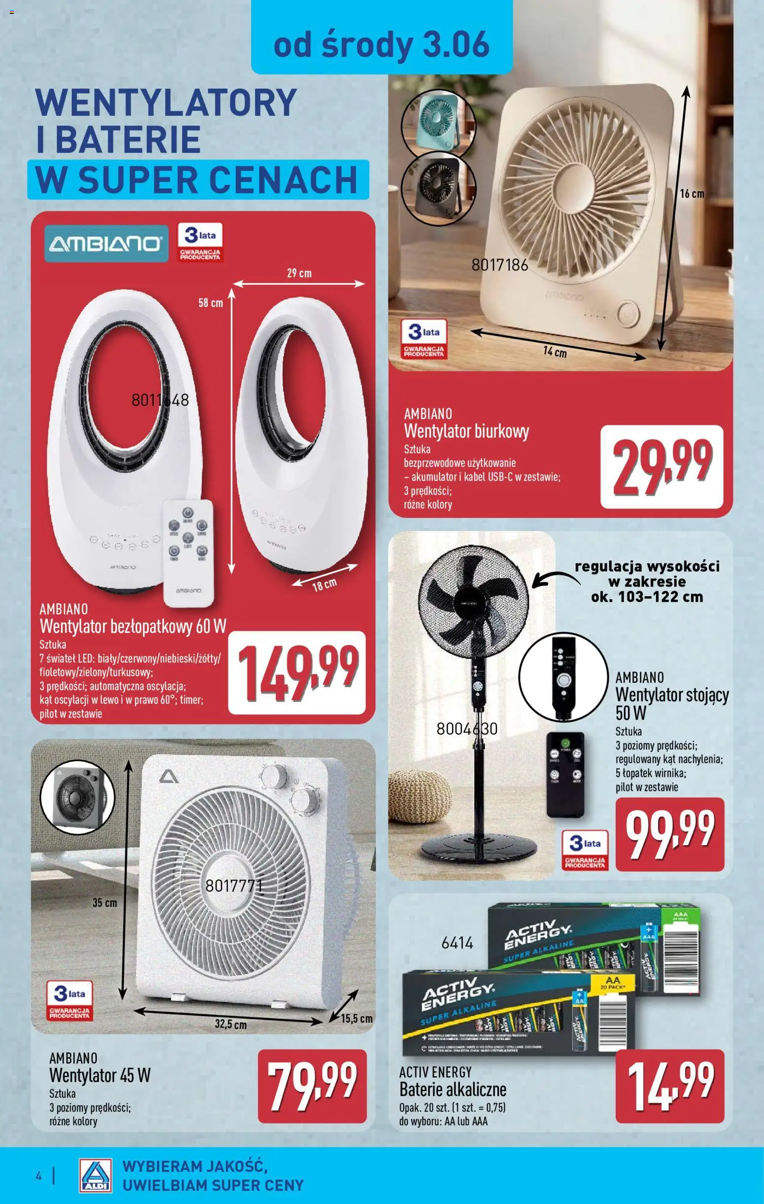Aldi Polsko leták - Ostatnie sztuki w wybranych sklepach od 03.06.2026 | Strana: 4 | Produkty: Kabel, Baterie, LED