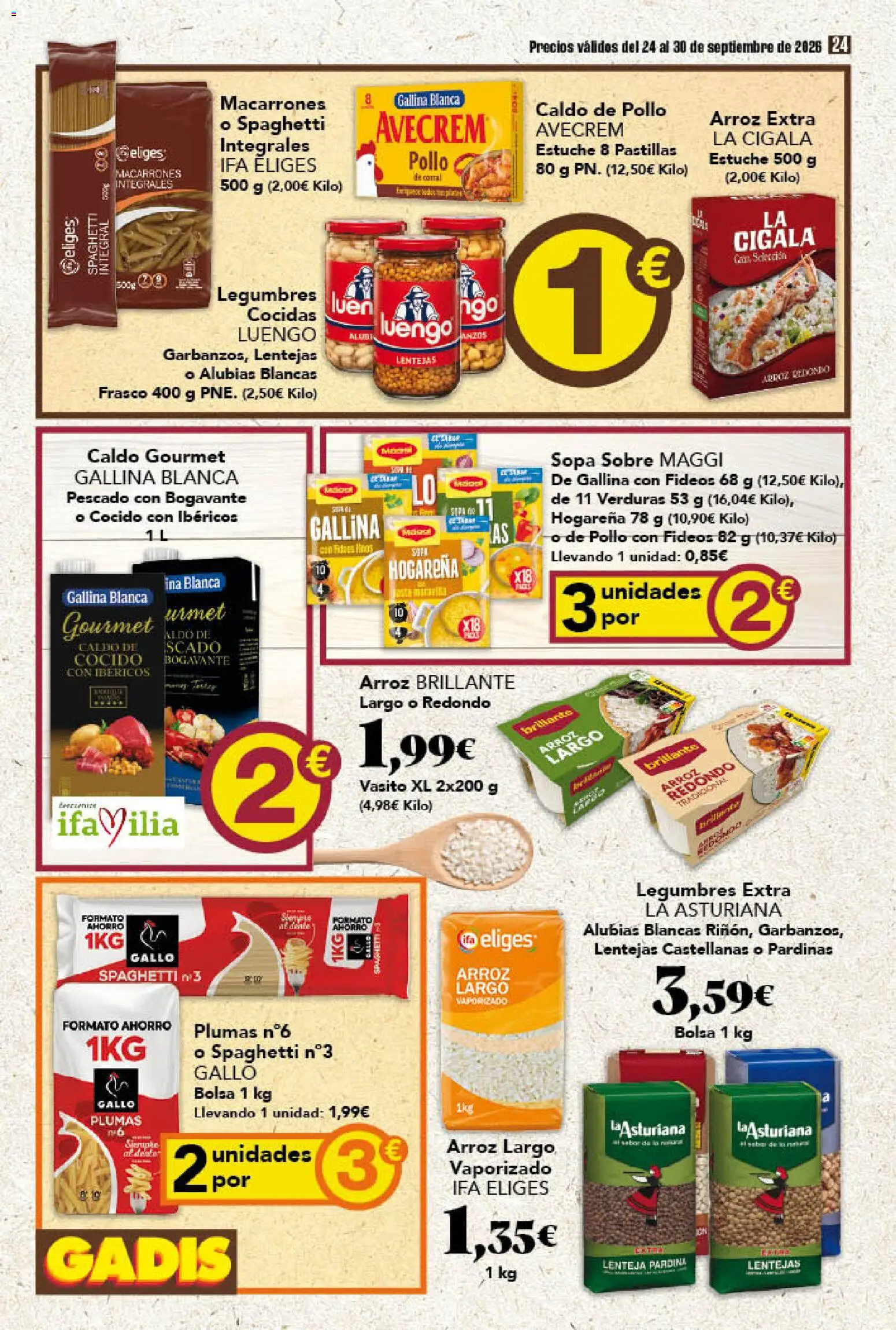 Gadis folleto │ válido desde el 24/09/2026 | Página: 24 | Productos: Verduras, Arroz, Fideos, Pollo