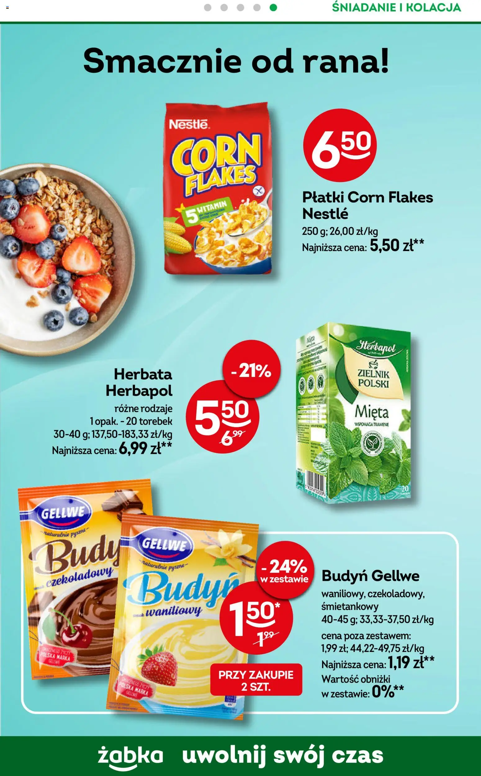Żabka gazetka - Codzienne produkty od 07.10.2026 | Strona: 16 | Produkty: Budyń, Płatki corn flakes, Mięta, Herbata