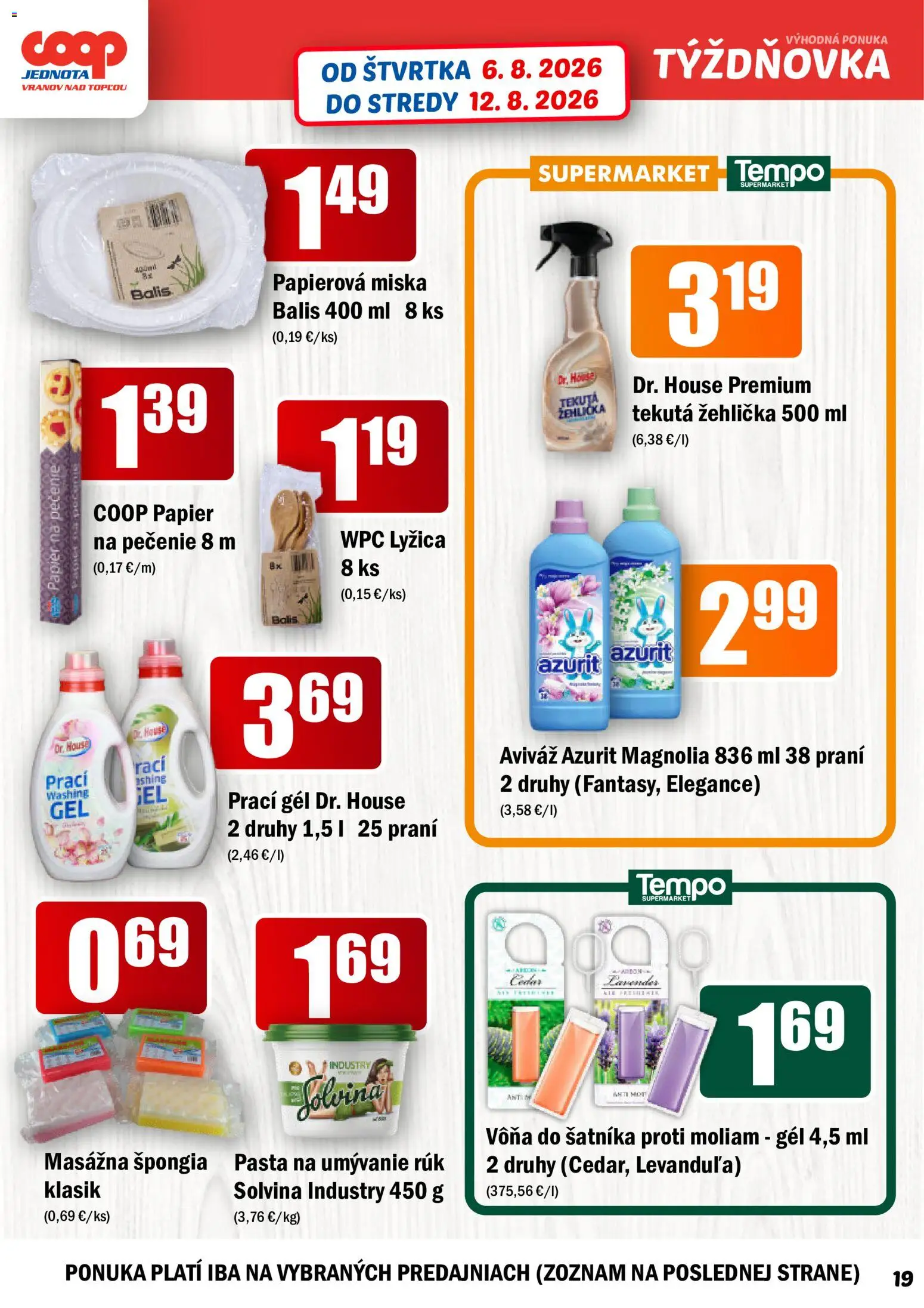 Nové COOP Jednota akcie – leták je platný od 06.08.2026 | Strana: 19