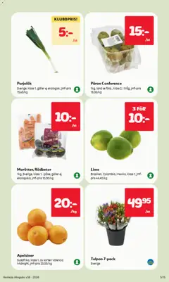 Hemköp erbjudanden - Förhandsvisning av reklamblad från butik Hemköp aktuell från 14/09/2026 | Sida: 13 | Produkter: Päron, Galler, Purjolök, Lime