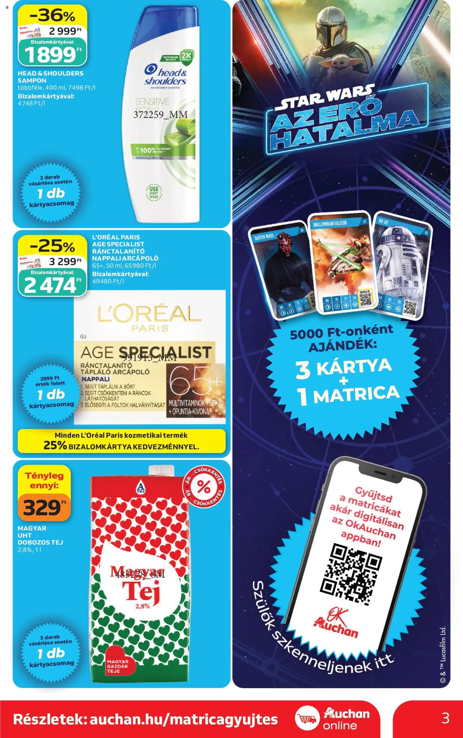 Auchan akciós ujság - amely érvényes a következő dátumtól: 21.05.2026 | Oldal: 3 | Termékek: Tej, Sampon