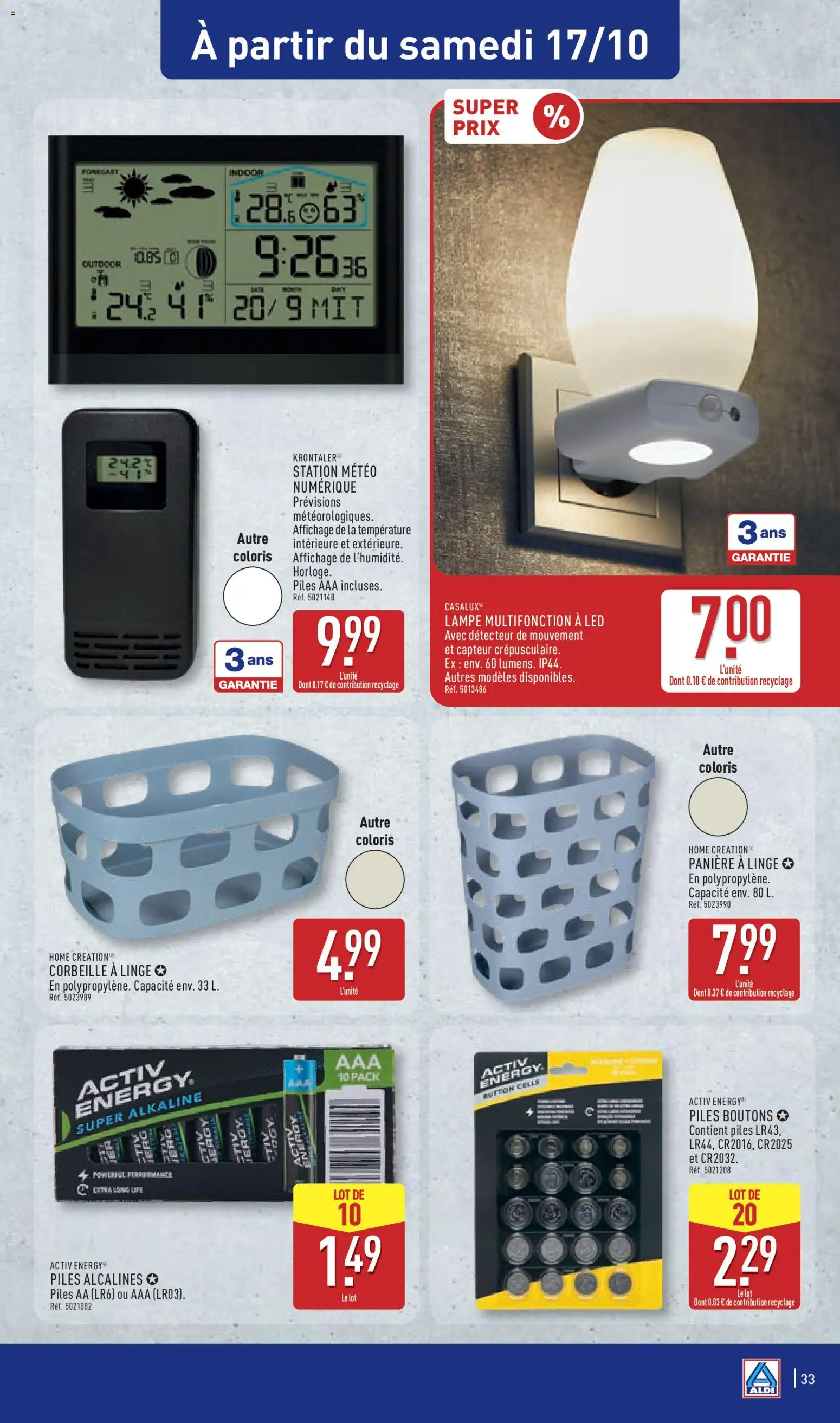 {H1} | Page: 35 | Produits: Piles AA, Corbeille, Home Creation, Piles