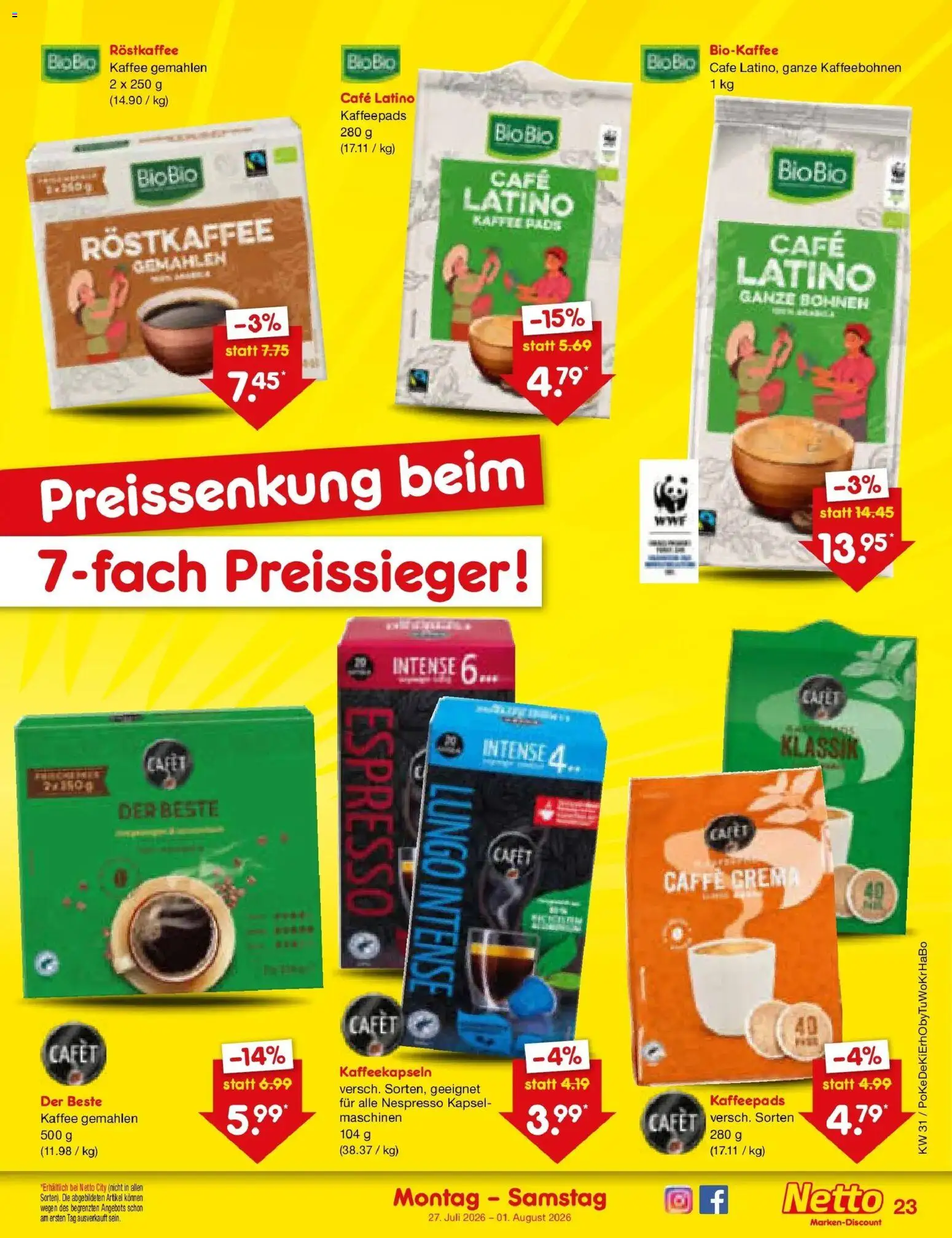 Netto Marken-Discount Prospekt Velden – gültig ab 27.07.2026 | Seite: 35 | Produkte: Kaffeepads, Kaffee