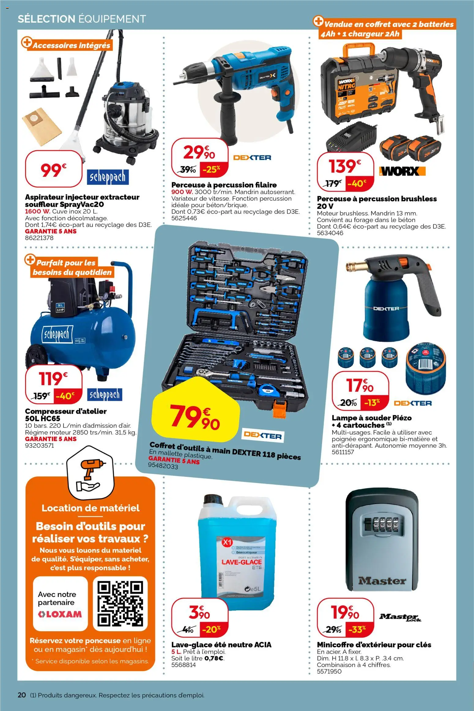 {H1} | Page: 20 | Produits: Perceuse, Compresseur, Aspirateur, Injecteur extracteur