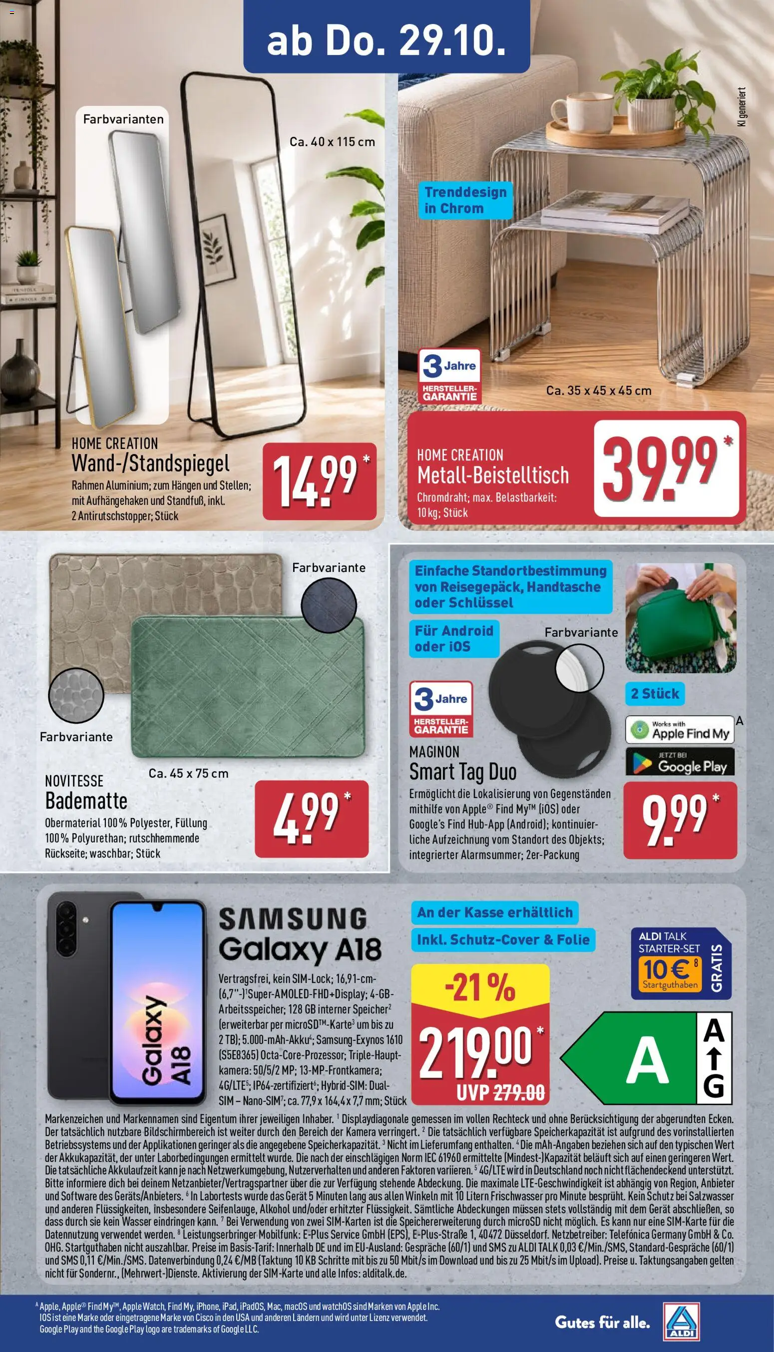 Aldi Prospekt – gültig ab 26.10.2026 | Seite: 12 | Produkte: Samsung, Handtasche, Home creation, Smartphone