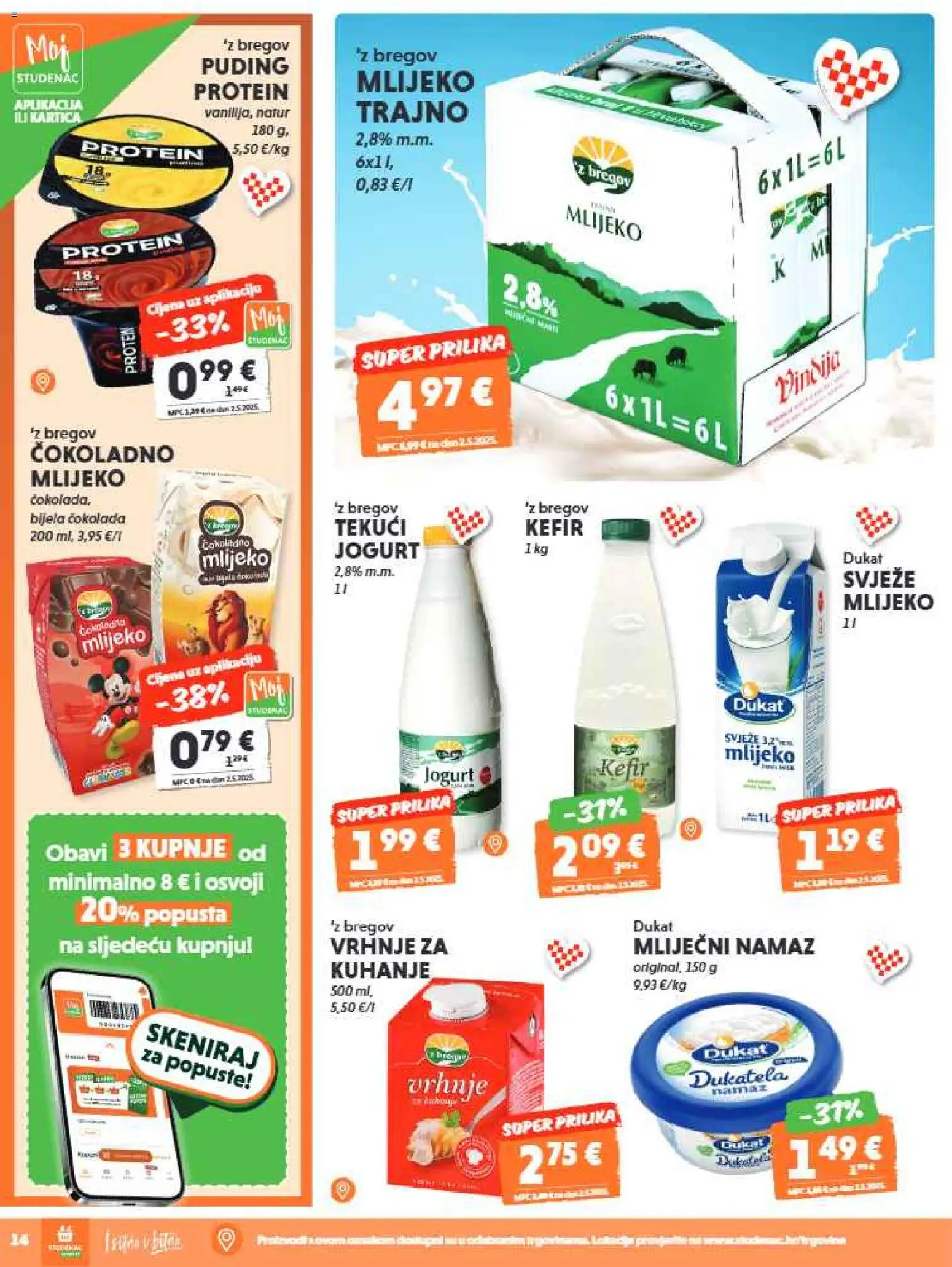Studenac katalog | vrijedi od 13.05.2026 | Stranica: 14 | Proizvodi: Mlijeko, Jogurt, Kefir, Namaz