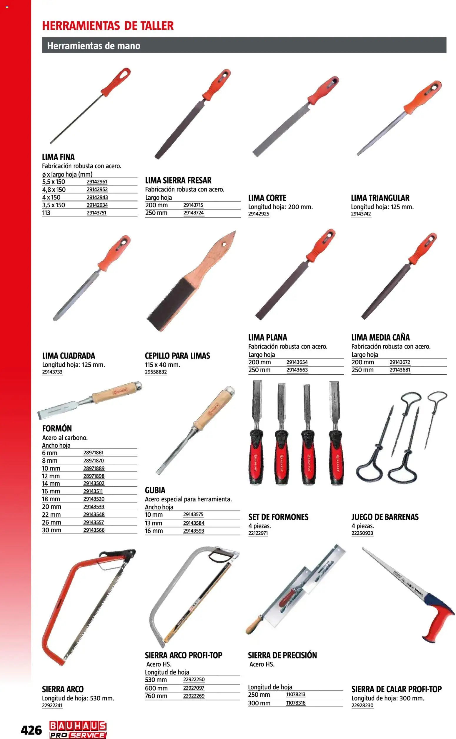 Bauhaus ProService │ válido desde el 11/05/2026 | Página: 426 | Productos: Cepillo, Lima, Herramientas