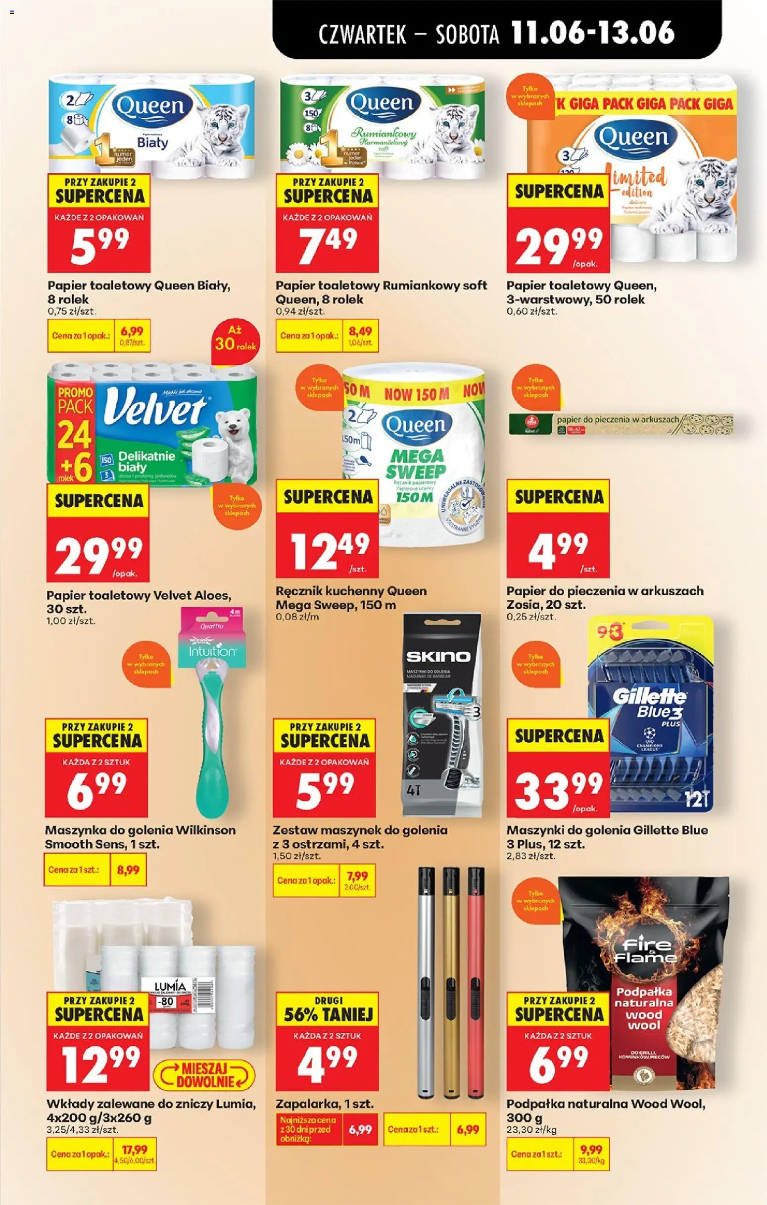 Biedronka gazetka od czwartku od 11.06.2026 | Strona: 65 | Produkty: Papier toaletowy, Papier do pieczenia, Maszynka do golenia, Maszynki do golenia