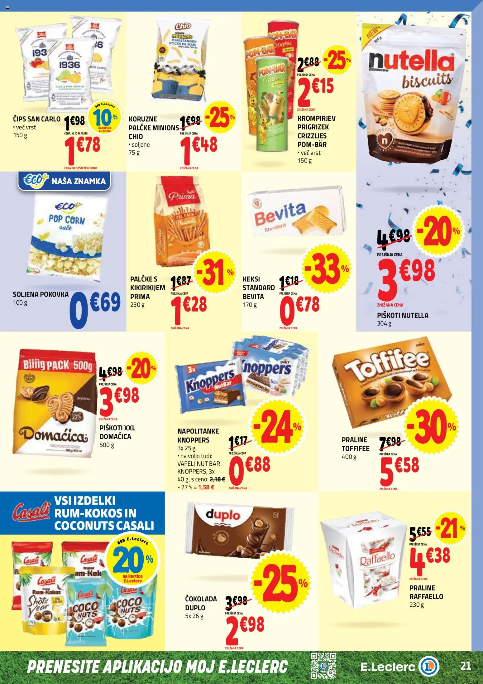 Novi E.leclerc katalog ponudbe – veljaven od 17.06.2026 | Stran: 21 | Izdelki: Napolitanke, Keksi, Cokolada, Piskoti