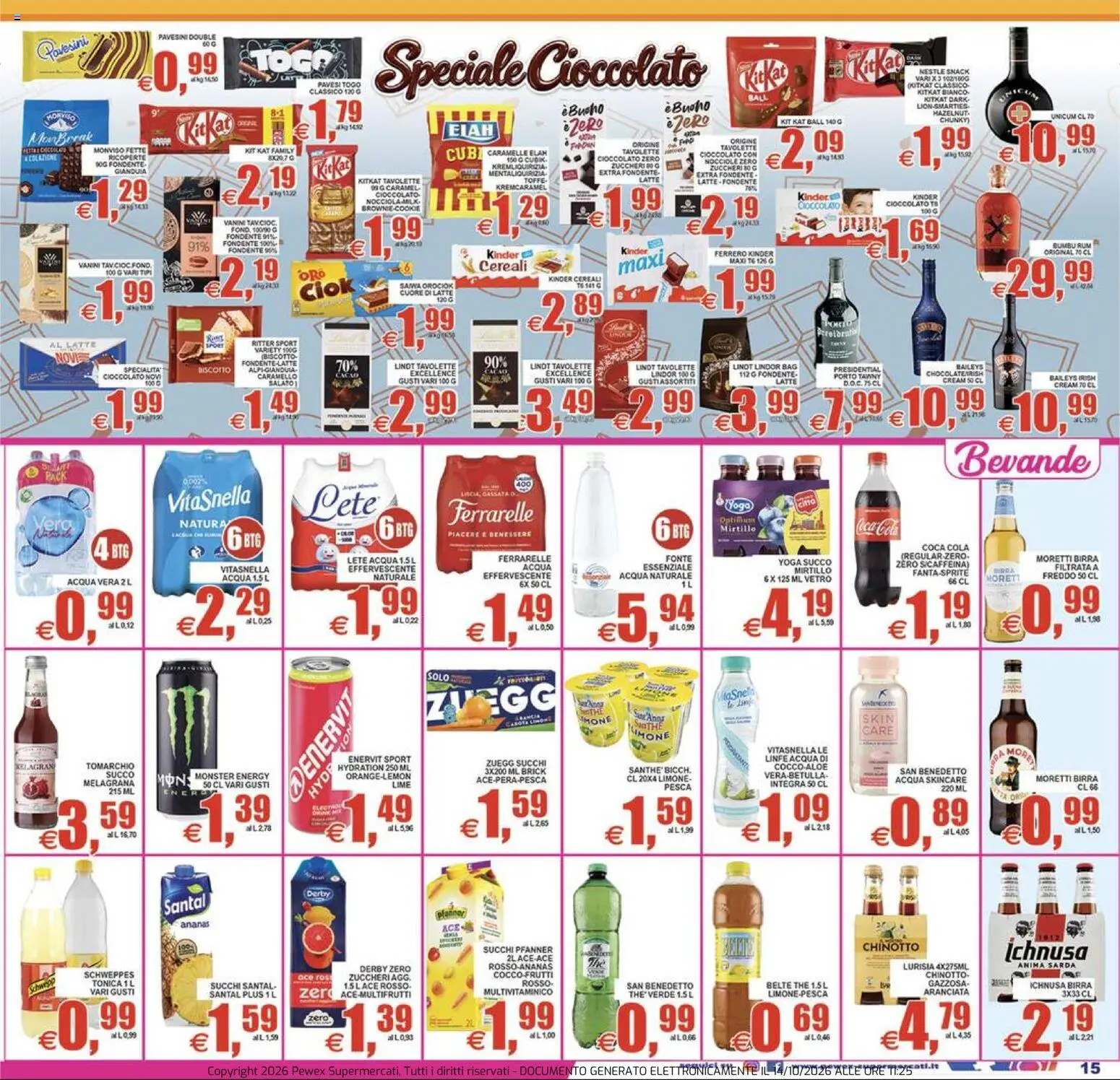 Volantino Pewex del 14/10/2026 | Pagina: 15 | Prodotti: Birra, Pesca, The, Ferrarelle