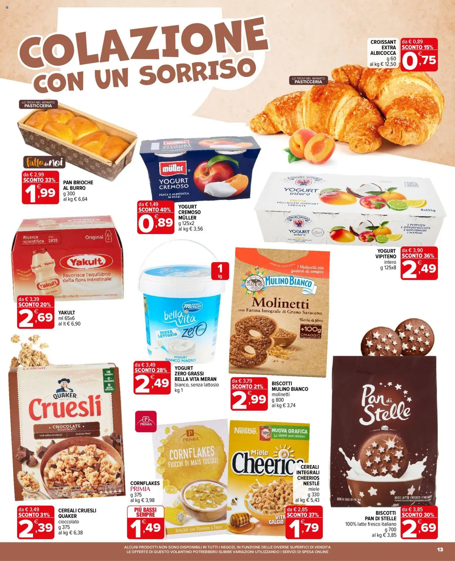 Volantino Iperal del 28/10/2026 | Pagina: 13 | Prodotti: Biscotti, Yogurt bianco, Fiocchi di mais, Senza lattosio