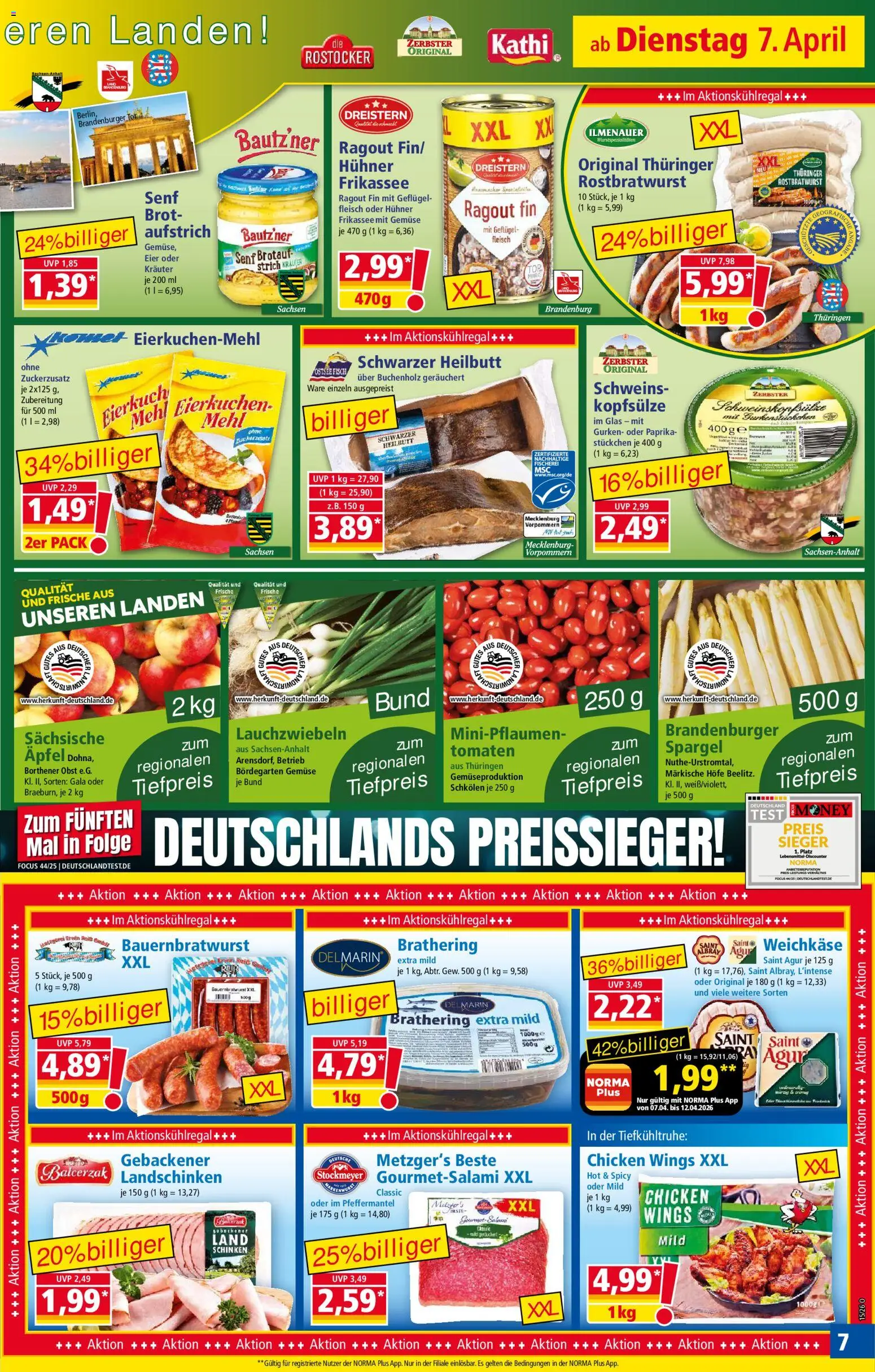 Norma Prospekt 	 – gültig ab 07.04.2026 | Seite: 7 | Produkte: Mehl, Äpfel, Tomaten, Paprika