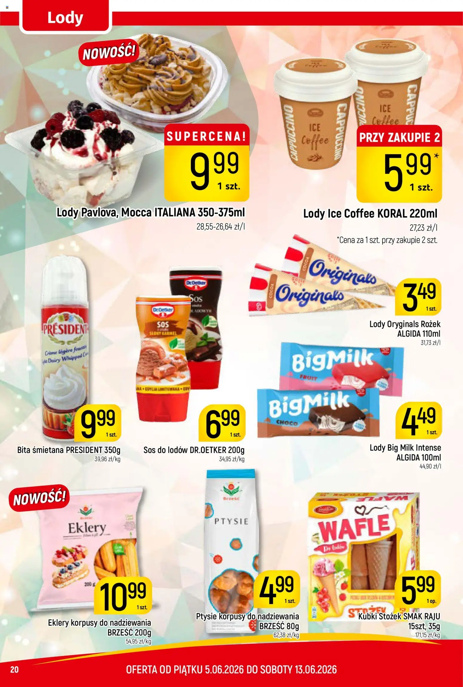 Piotruś Pan gazetka od 05.06.2026 | Strona: 20 | Produkty: Wafle, Śmietana, Lody, Sos