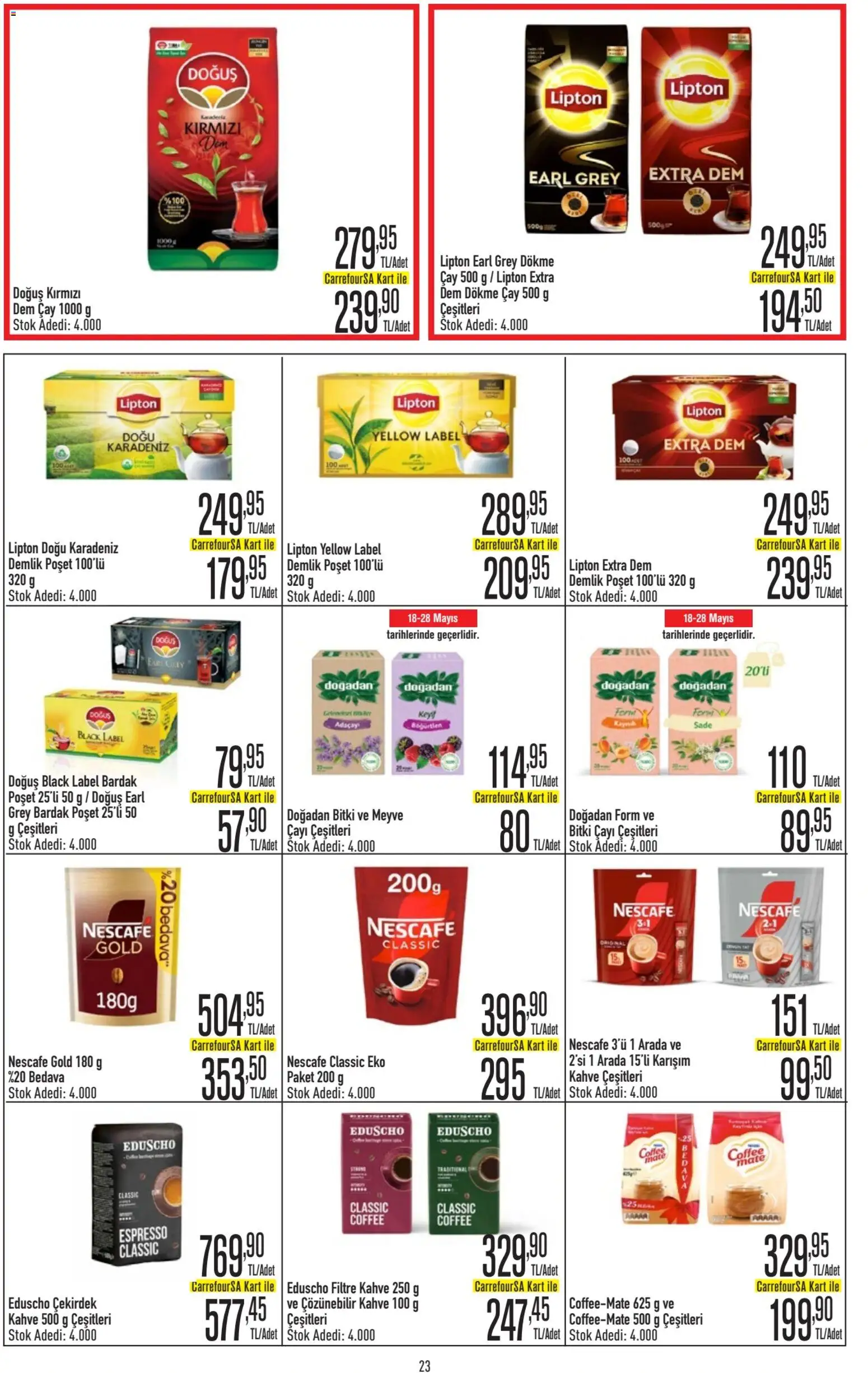 CarrefourSA Katalog - 18.05.2026 tarihinden itibaren geçerlidir | Sayfa: 23 | Ürünler: Çay, Meyve, Zselatin, Kumina