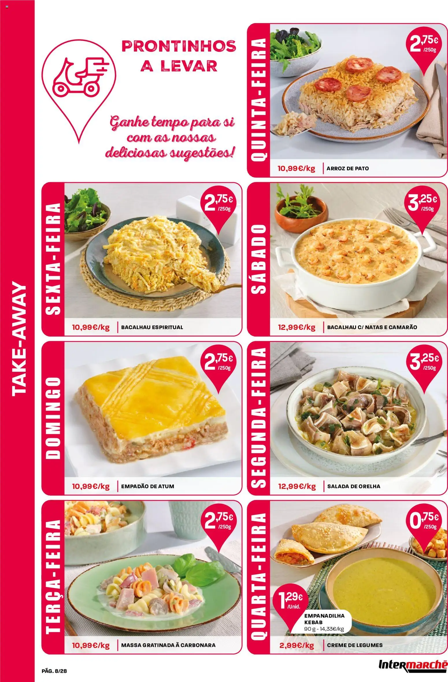 Intermarché Folheto Contact │ válido de 20/08/2026 | Página: 8 | Produtos: Bacalhau, Pato, Camarão, Arroz