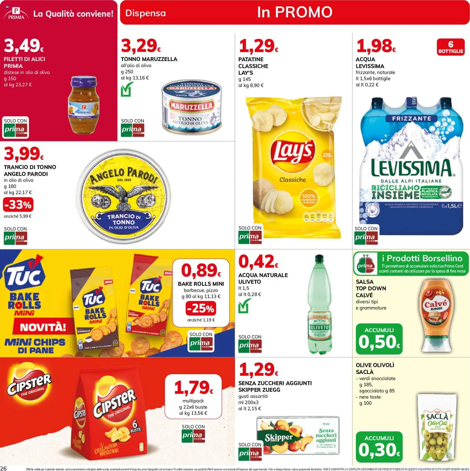 Volantino Basko del 29/09/2026 | Pagina: 26 | Prodotti: Pane, Patatine, Pesca, Acqua minerale