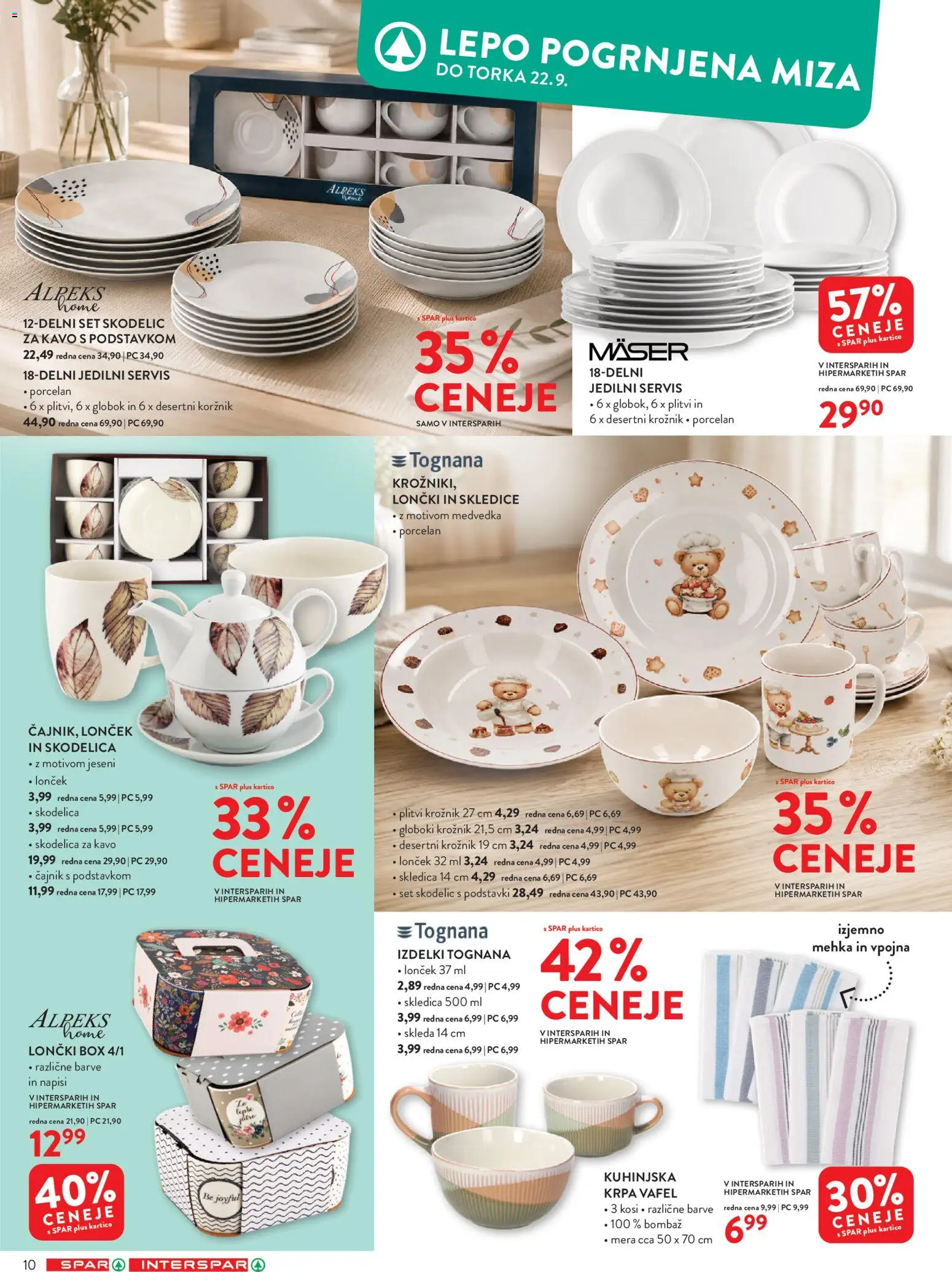 Novi Spar katalog ponudbe – veljaven od 09.09.2026 | Stran: 10 | Izdelki: Skodelica, Cajnik, Miza