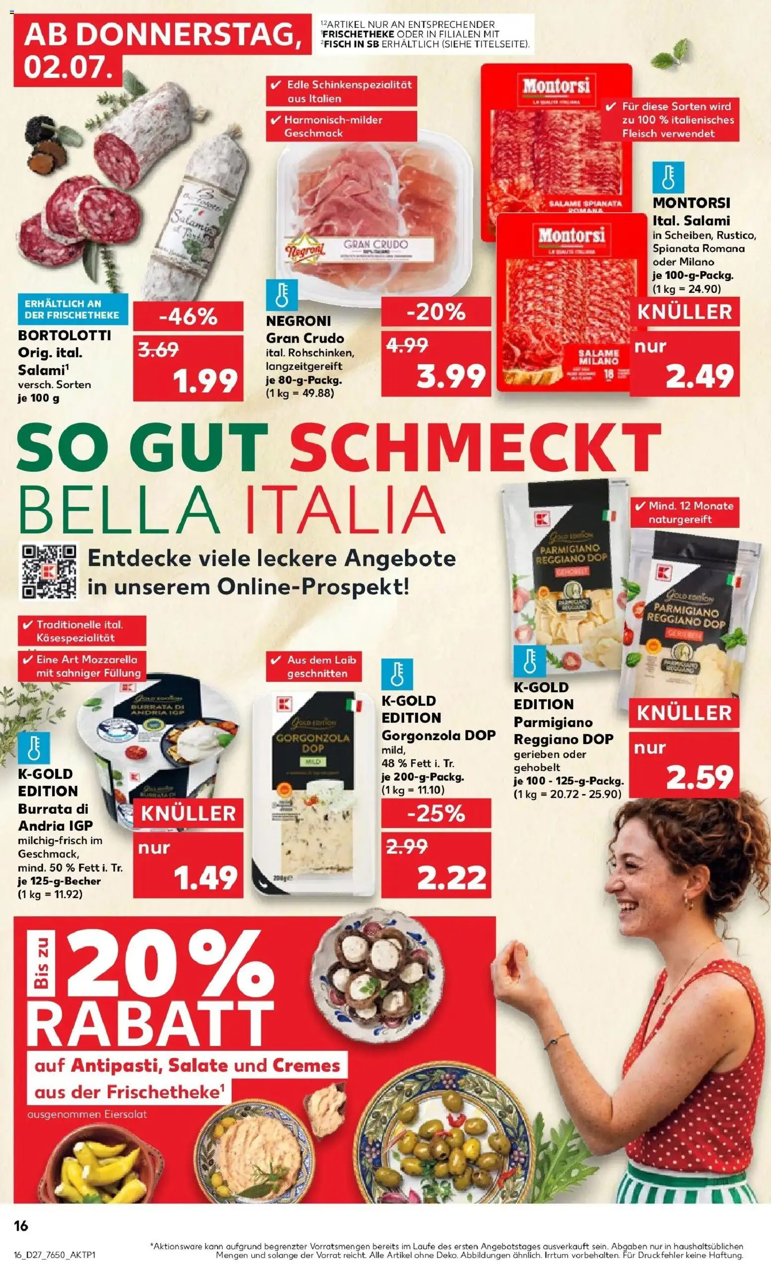 Kaufland Prospekt Peißenberg – gültig ab 29.06.2026 | Seite: 27 | Produkte: Mozzarella, Burrata, Salami, Fleisch