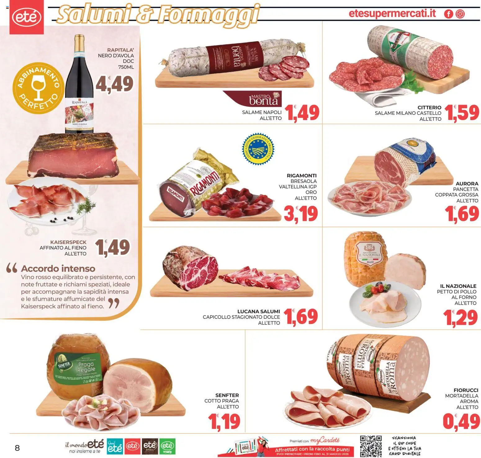 Volantino Eté del 12.05.2026 | Pagina: 8 | Prodotti: Petto di Pollo, Salame, Bresaola, Forno