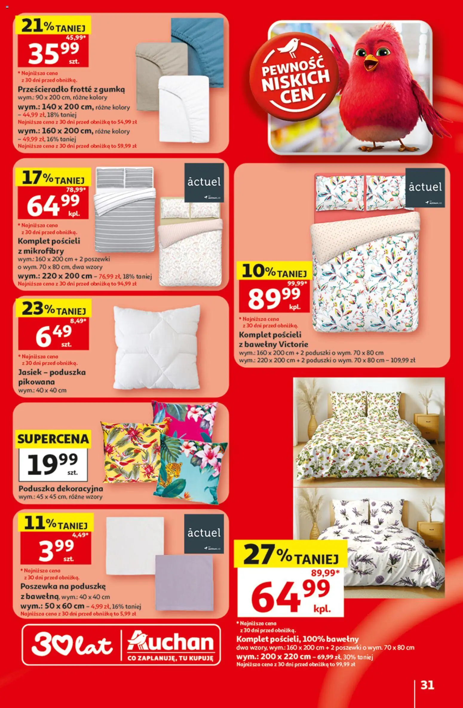 Auchan gazetka - 30 Lat Hipermarket od 09.07.2026 | Strona: 31 | Produkty: Poduszka