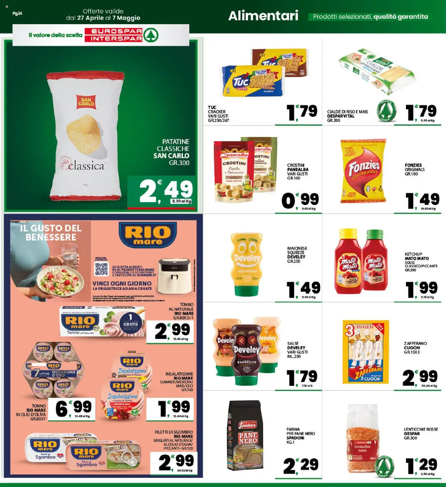 Volantino Eurospar del 27.04.2026 | Pagina: 14 | Prodotti: Farina, Tonno, Mais, Sgombro