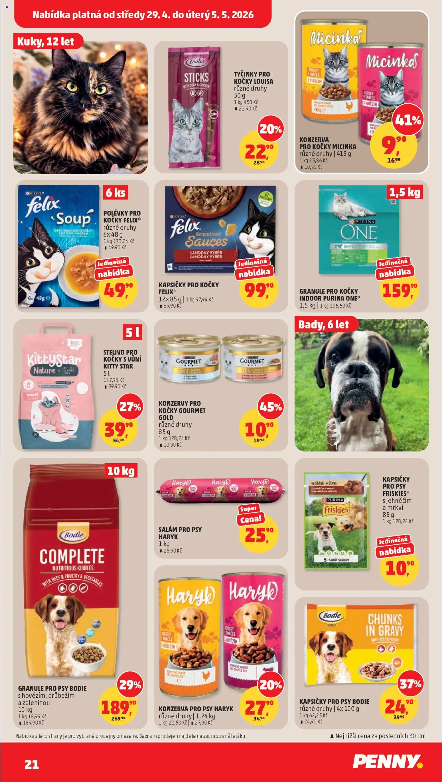 Penny Market leták od 29.04.2026 | Strana: 21 | Produkty: Felix, Granule pro psy, Stelivo, Konzerva pro kočky