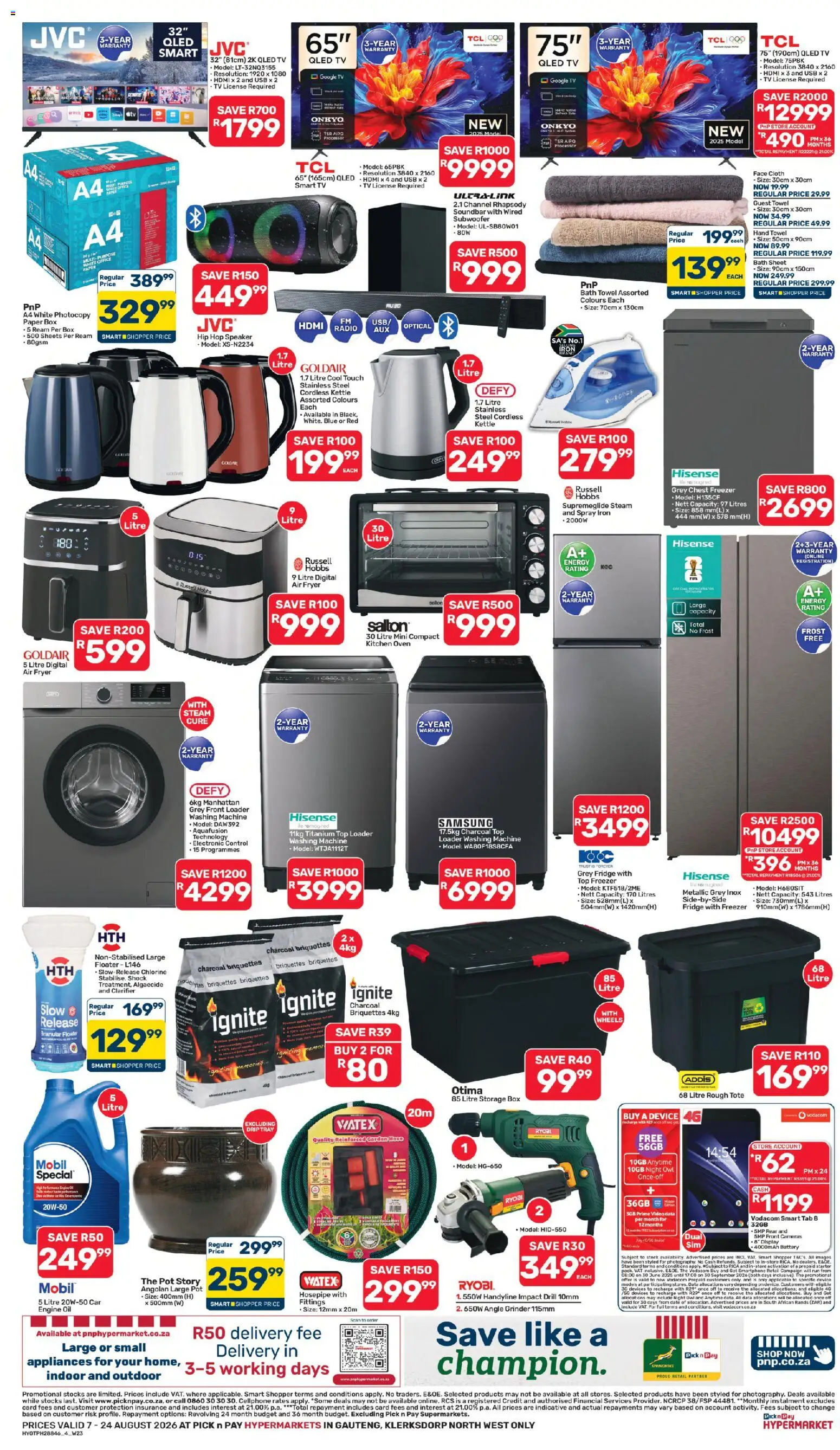 New Pick n Pay catalogue – valid from 07/08/2026 | Page: 4 | Products: Smartphone, USB, Grinder, Fridge