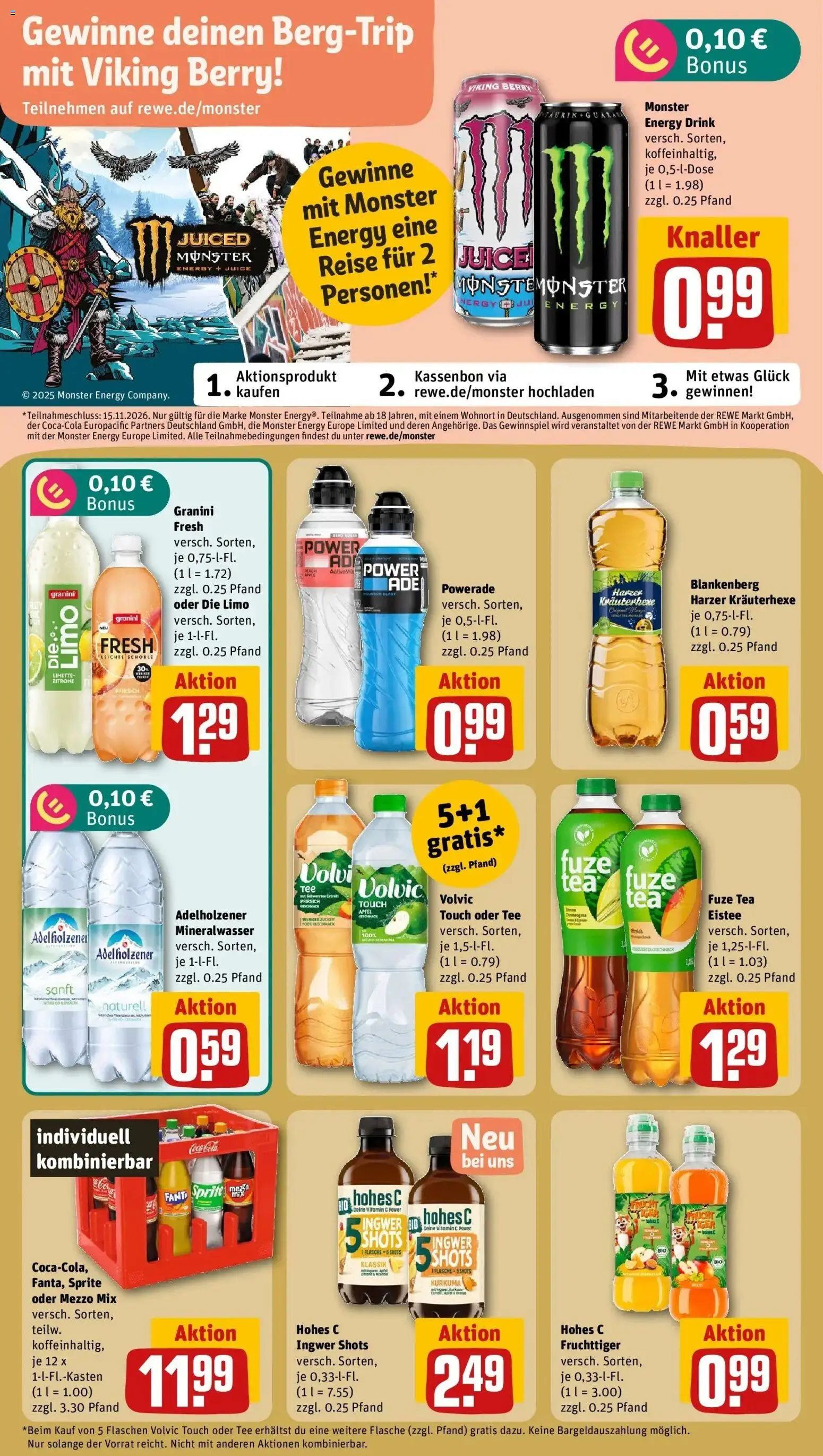 REWE Prospekt ab 26.10.2026 zum Blättern » Angebote | Seite: 16 | Produkte: Fuze tea, Energy, Zucker, Tee