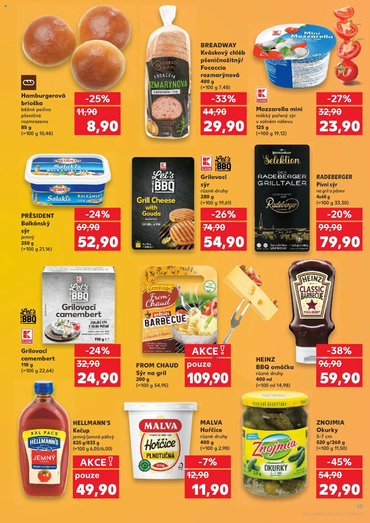 Kaufland leták od 15.07.2026 | Strana: 19 | Produkty: Burger, Sýr Gouda, Hořčice, BBQ omáčka