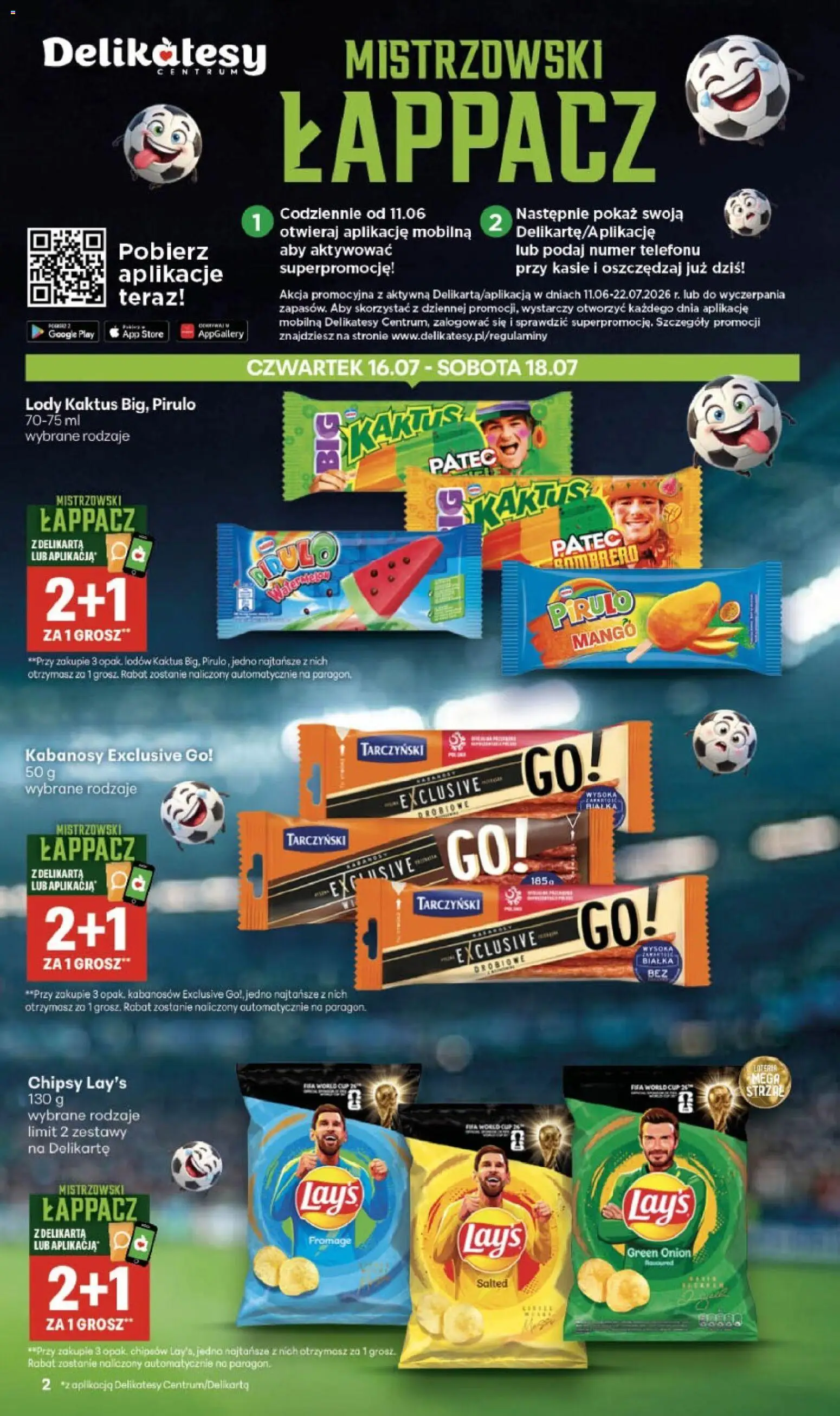 Delikatesy Centrum gazetka od 16.07.2026 | Strona: 2 | Produkty: Mango, Kabanosy, Delikatesy, Lody