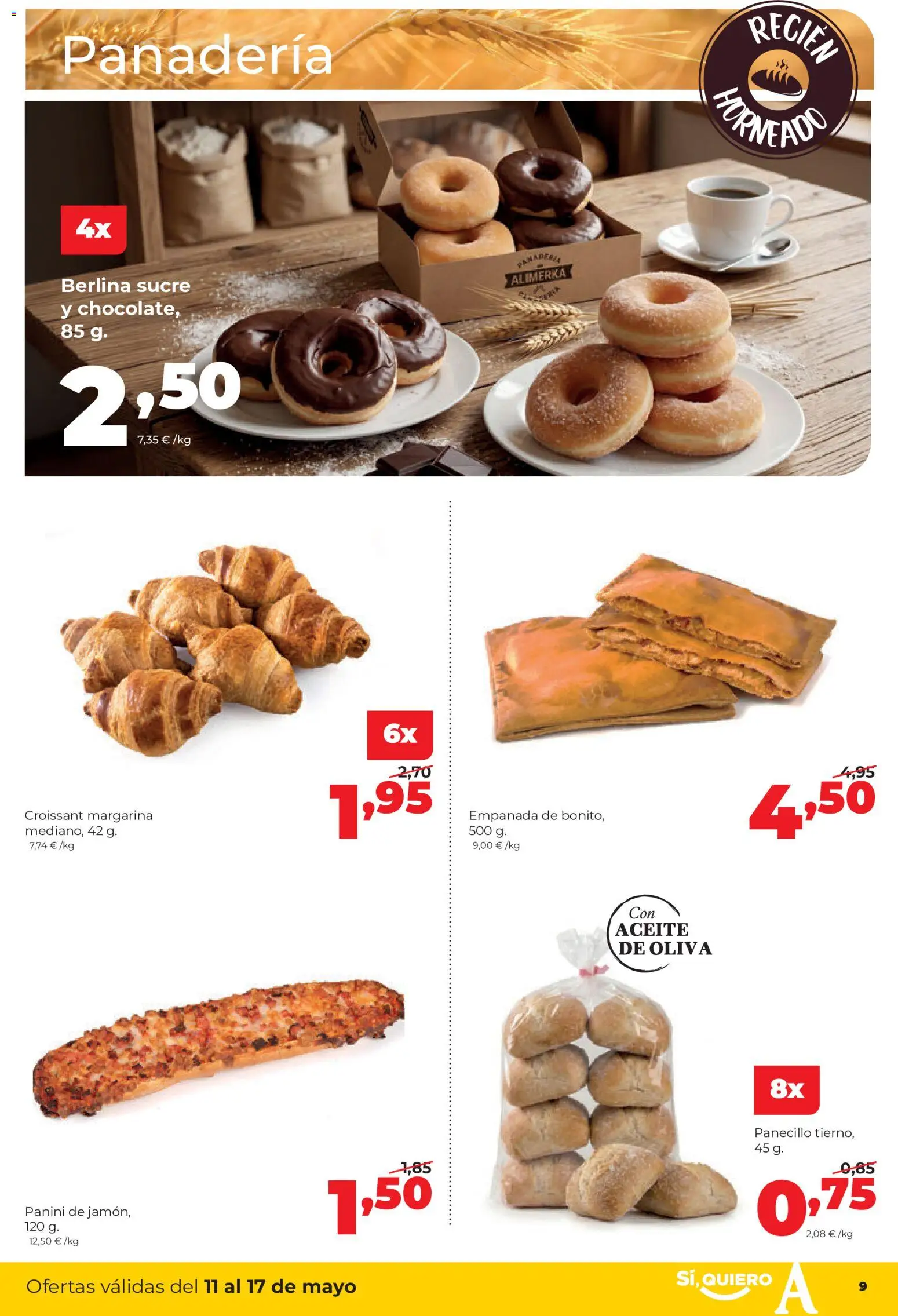 Alimerka folleto Asturias │ válido desde el 11.05.2026 | Página: 9 | Productos: Aceite, Aceite de oliva, Margarina, Panadería
