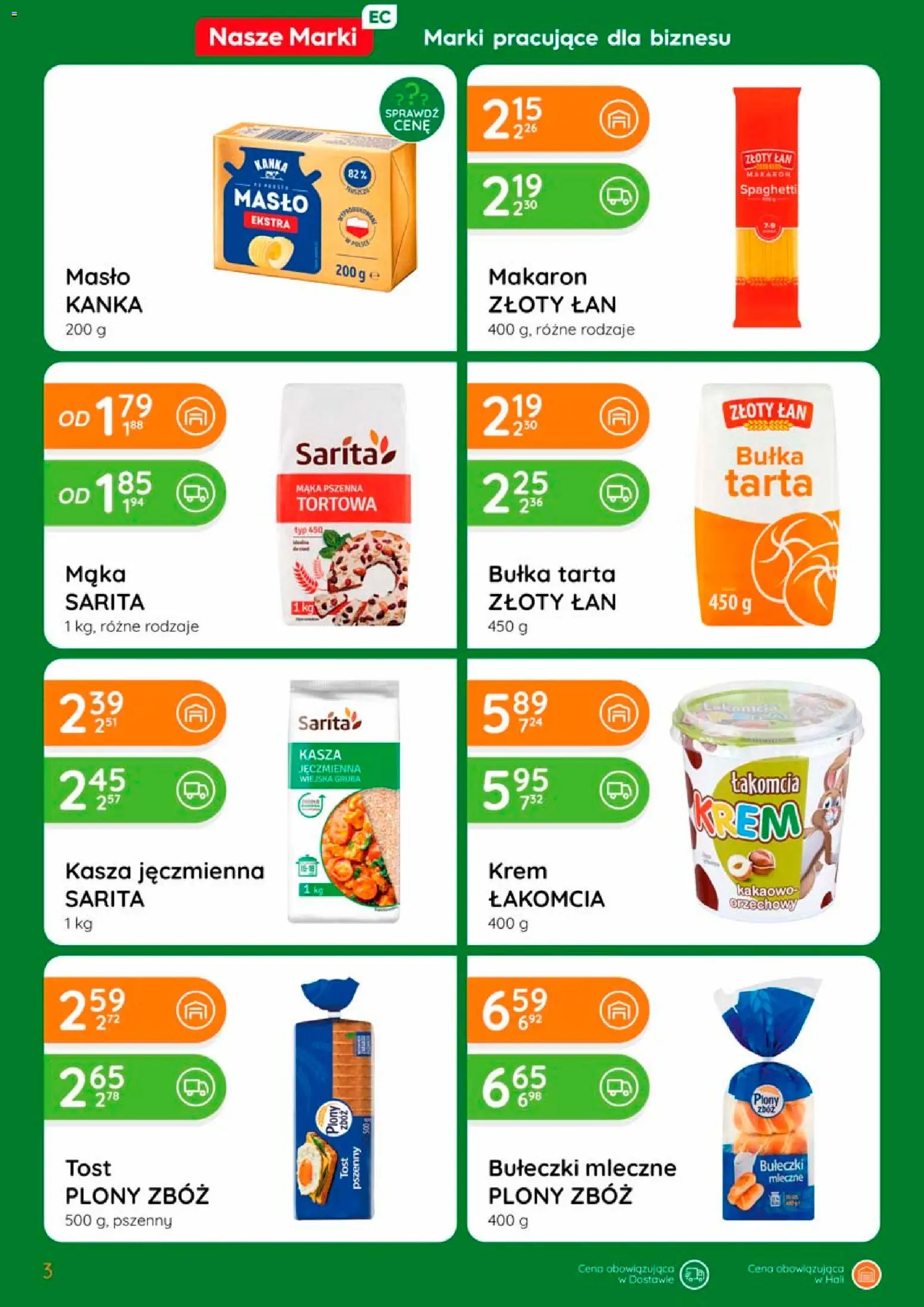 Eurocash gazetka od 17.09.2026 | Strona: 3 | Produkty: Kasza jęczmienna, Masło, Krem, Mąka