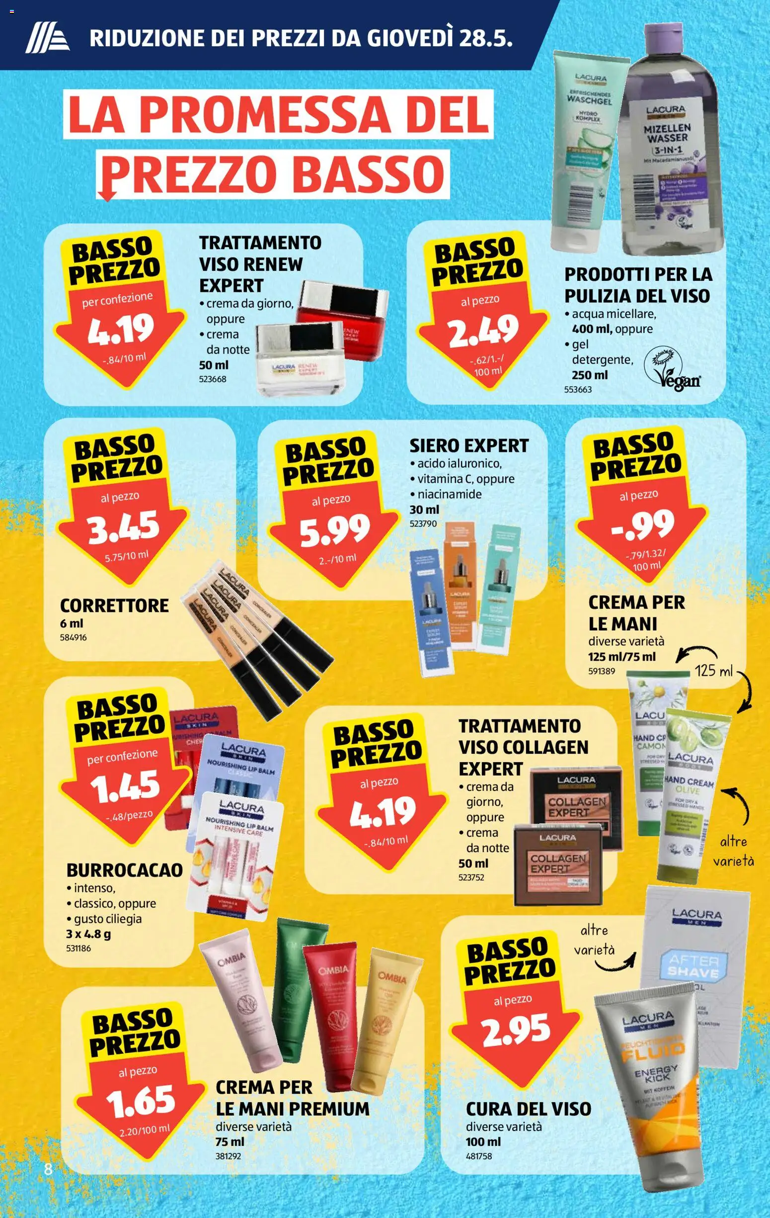 Aldi aktionen IT – gültig ab 28.05.2026 | Seite: 8 | Produkte: Concealer, Lip Balm, Wasser