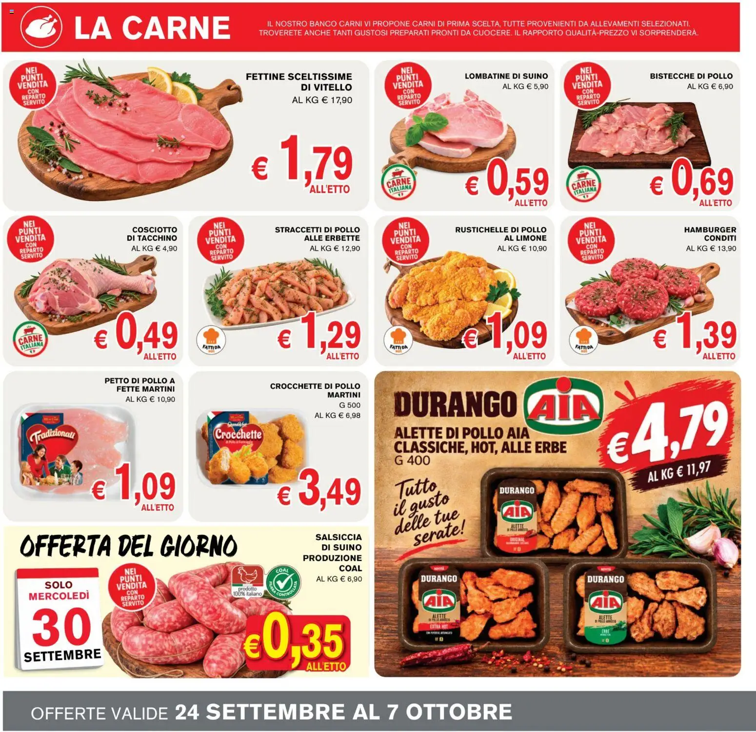 Volantino Coal del 24/09/2026 | Pagina: 4 | Prodotti: Petto di Pollo, Pollo, Tacchino, Vitello