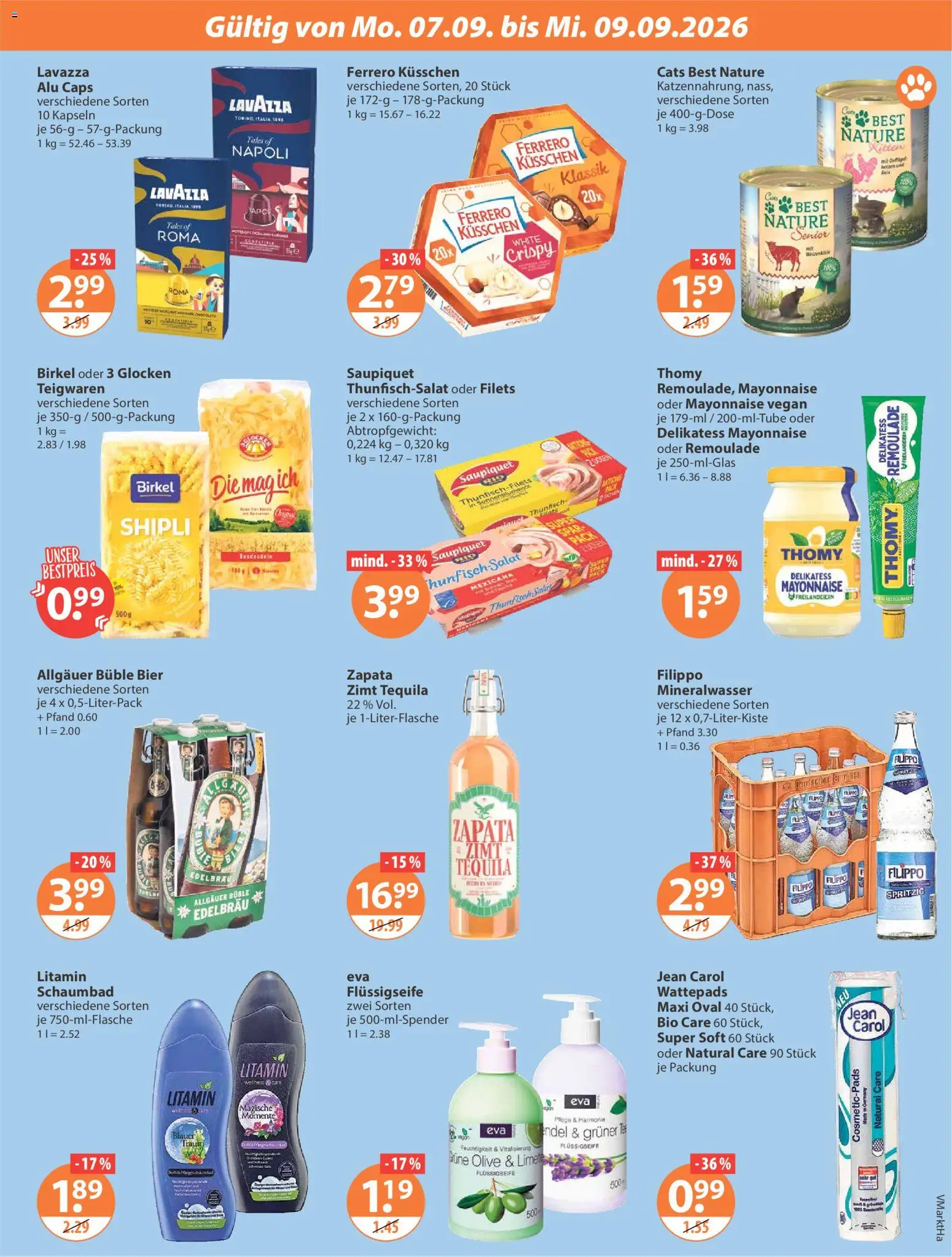 V-Markt Angebote – gültig ab 03.09.2026 | Seite: 25 | Produkte: Lavazza, Bier, Tequila, Salat