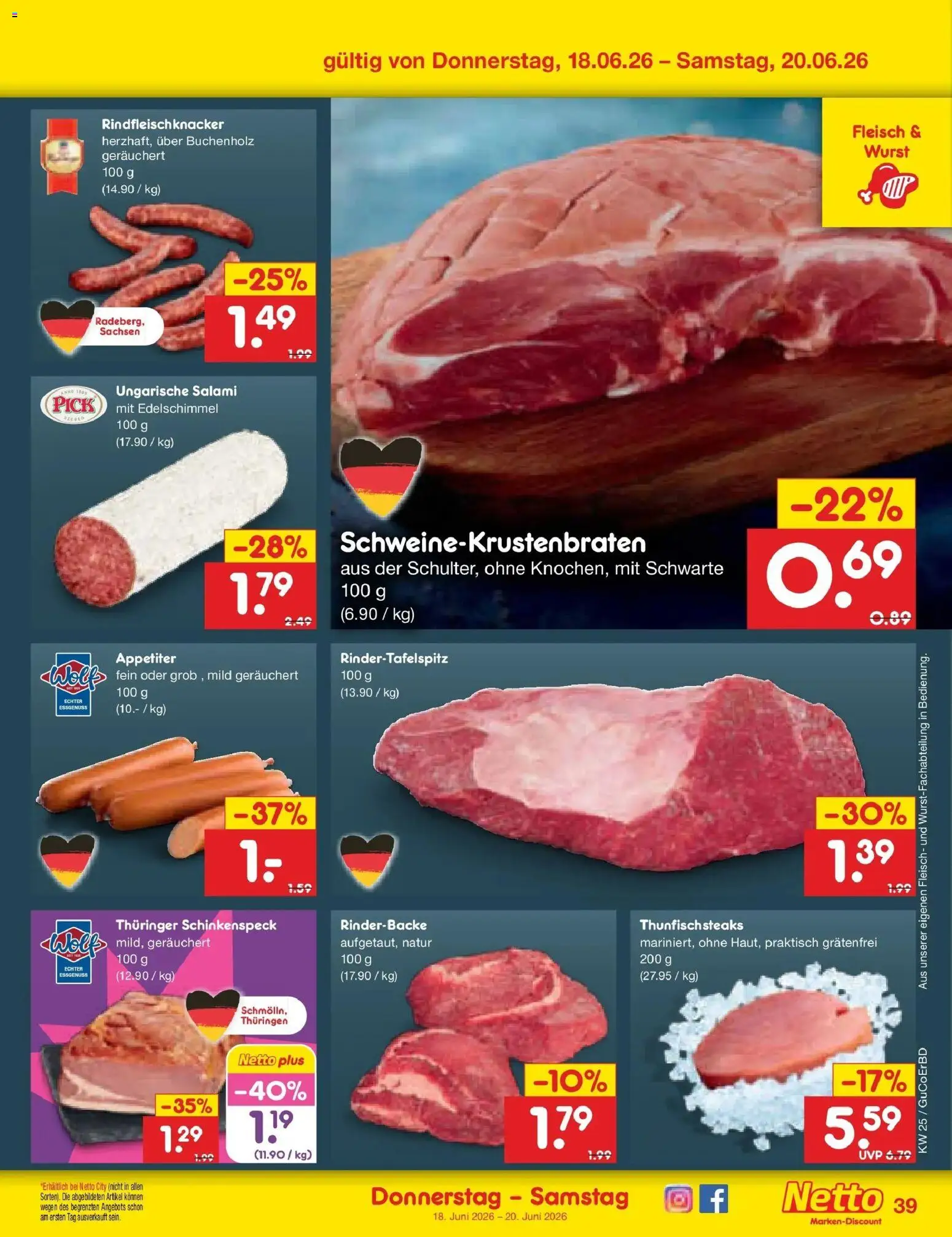 Netto Marken-Discount Prospekt Augustusburg – gültig ab 14.06.2026 | Seite: 51 | Produkte: Wurst, Salami, Fleisch