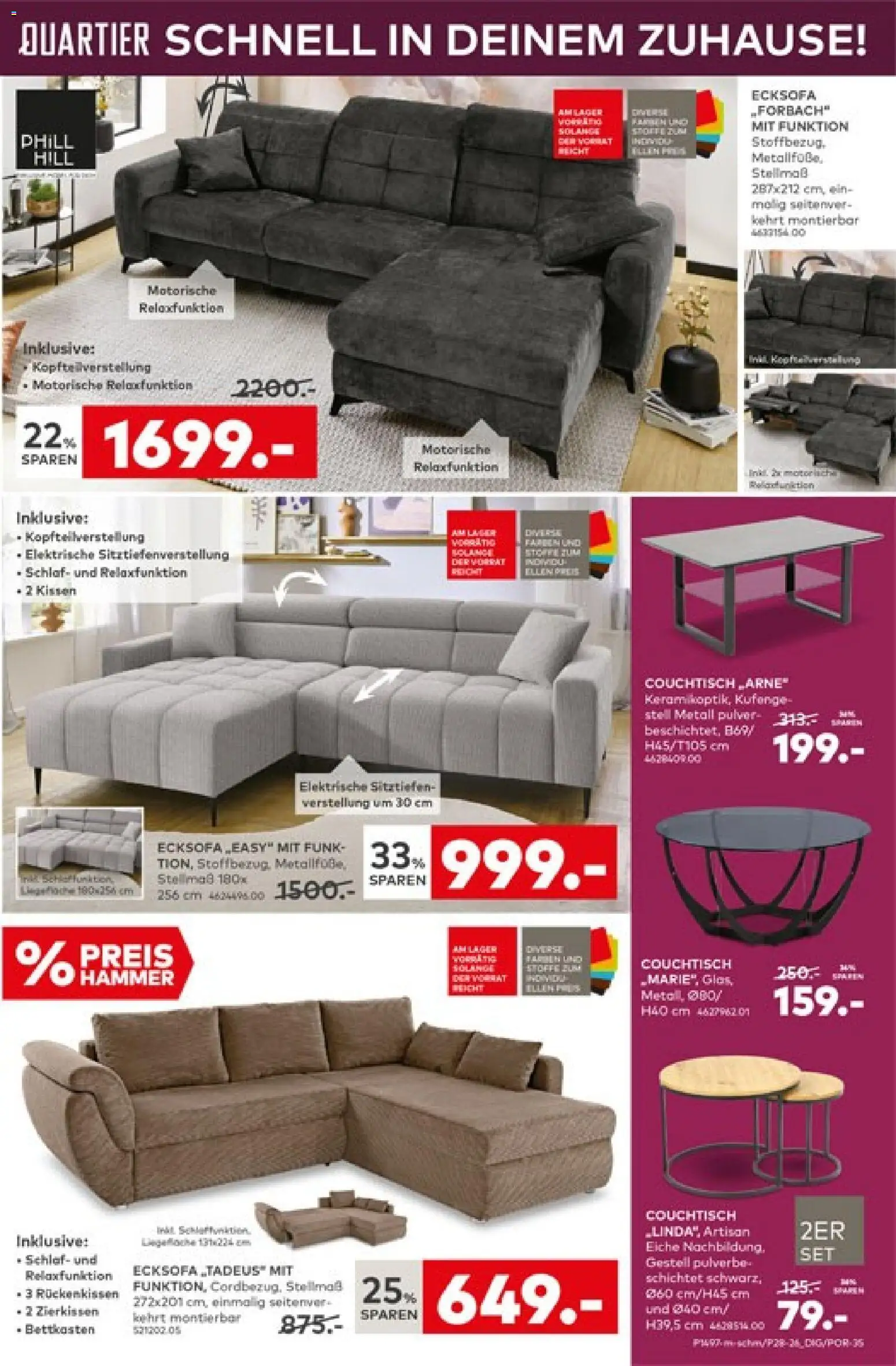 Porta! Broschüre – gültig ab 09.08.2026 | Seite: 7 | Produkte: Ecksofa, Kissen, Couchtisch