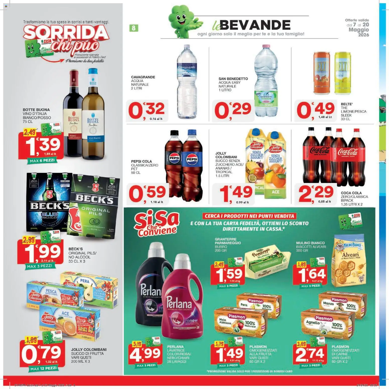 Volantino SISA del 07.05.2026 | Pagina: 8 | Prodotti: Tè, Biscotti, Acqua, Lavatrice