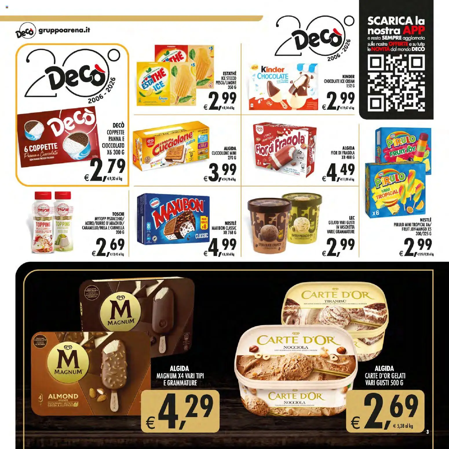 Volantino Decò del 21/07/2026 | Pagina: 3 | Prodotti: Cioccolato, Panna, Gelato, Topping