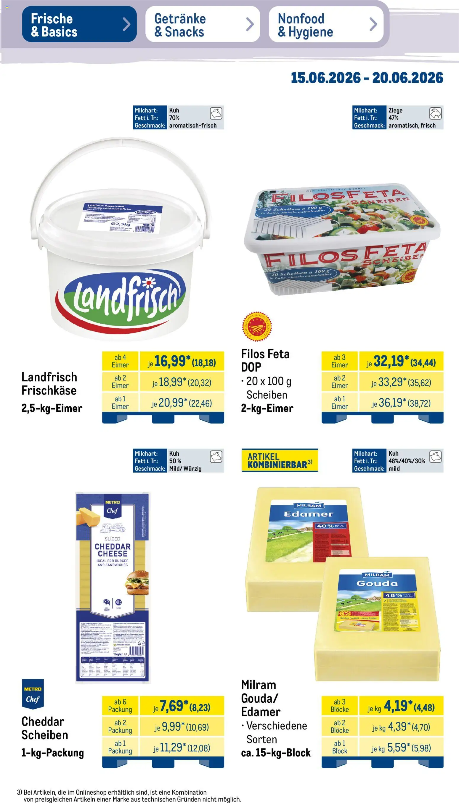 Metro Prospekt – gültig ab 15.06.2026 | Seite: 15 | Produkte: Feta, Burger, Milram, Frischkase