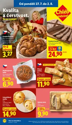 Náhled letáku Lidl leták od 27.07.2026 | Strana: 16 | Produkty: Burger, Kaiserka, Chléb, Pečivo