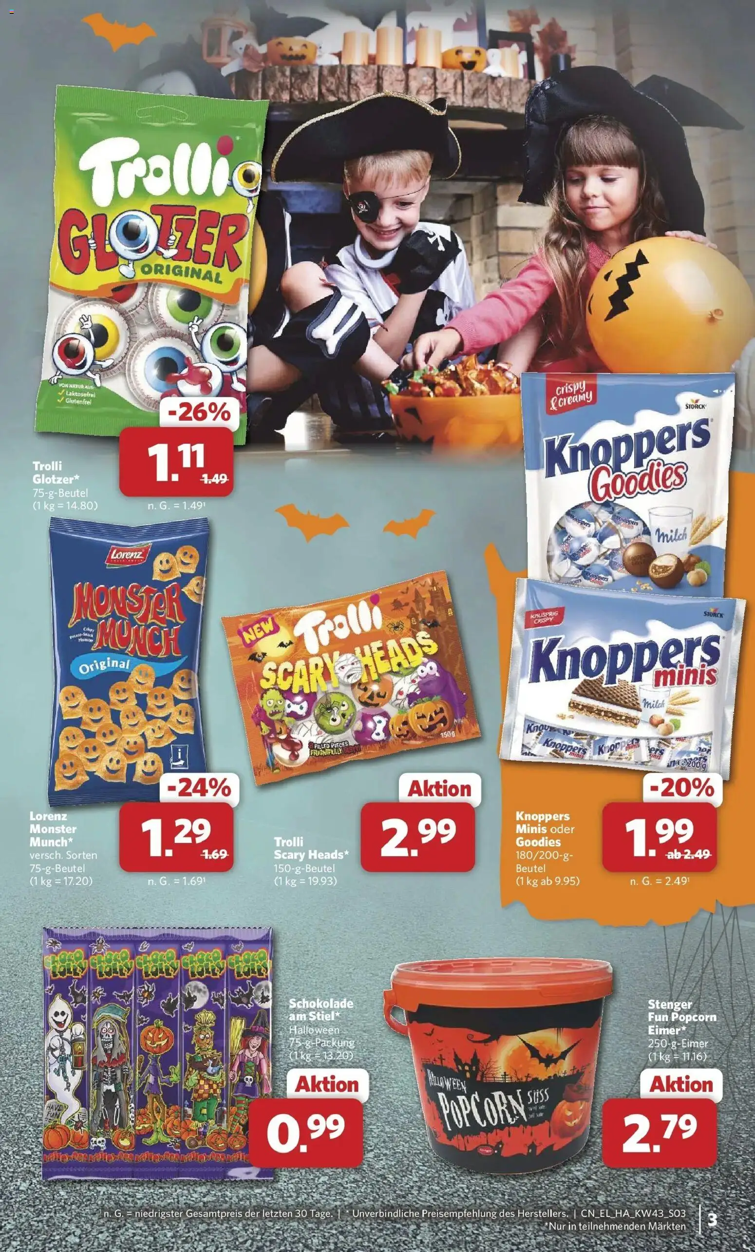 Combi Halloween-Sonderangebote – gültig ab 19.10.2026 | Seite: 3 | Produkte: Milch, Schokolade, Knoppers, Popcorn