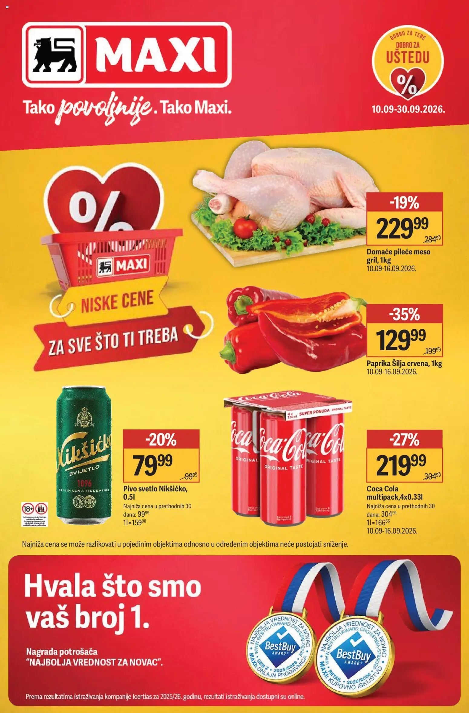 Maxi katalog - važi od 10.09.2026 | Strana: 1 | Proizvode: Sto, Pileće meso, Meso, Pivo