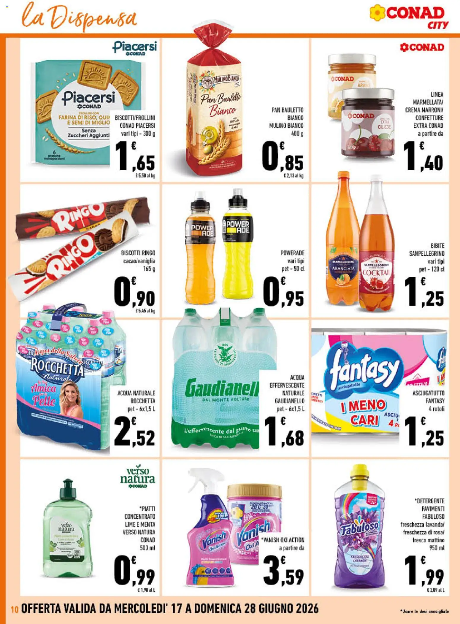 Volantino Conad del 17.06.2026 | Pagina: 10 | Prodotti: Farina, Lime, Acqua naturale, Asciugatutto